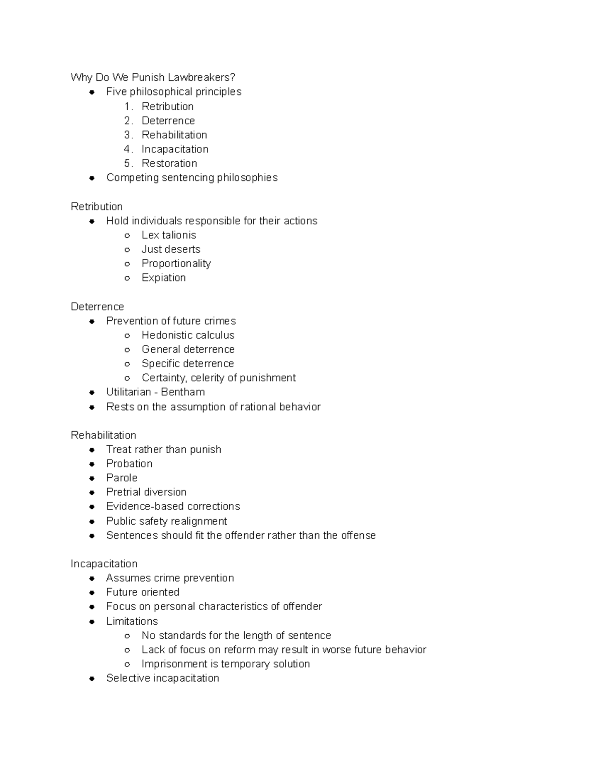 Sentencing - Source is combination of lecture and summary of lecture ...