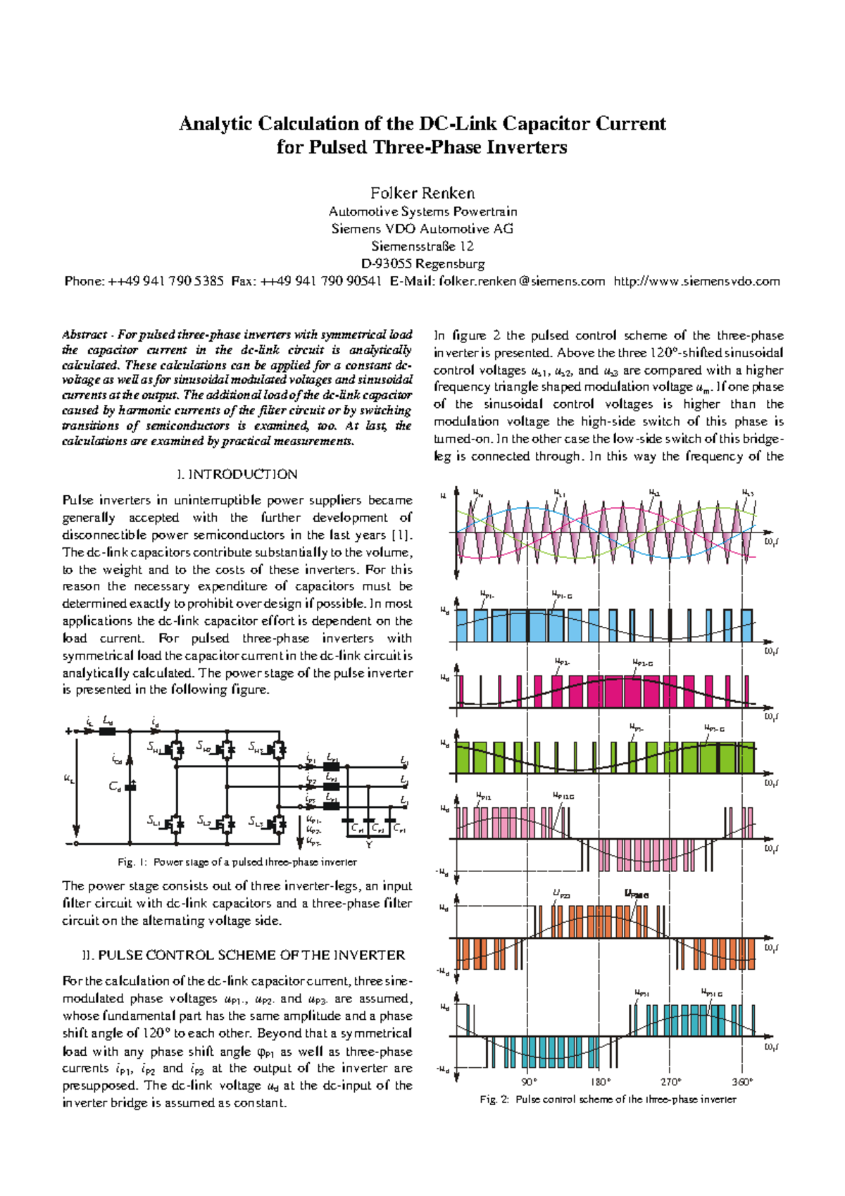 Analytic Calculation of the DCLink Capacitor Current These