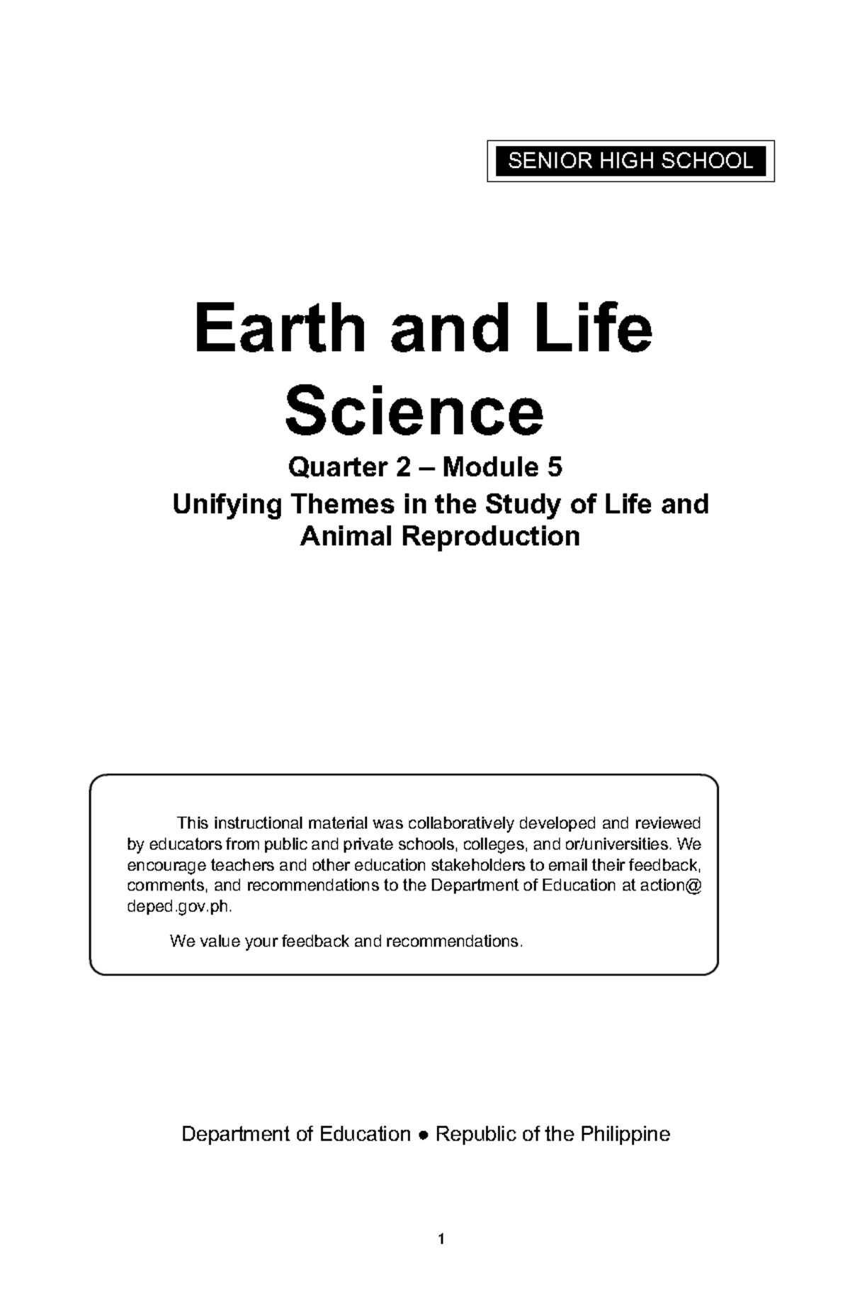 Earth-and-Life-Science Module How To Answer. Please - Earth And Life ...