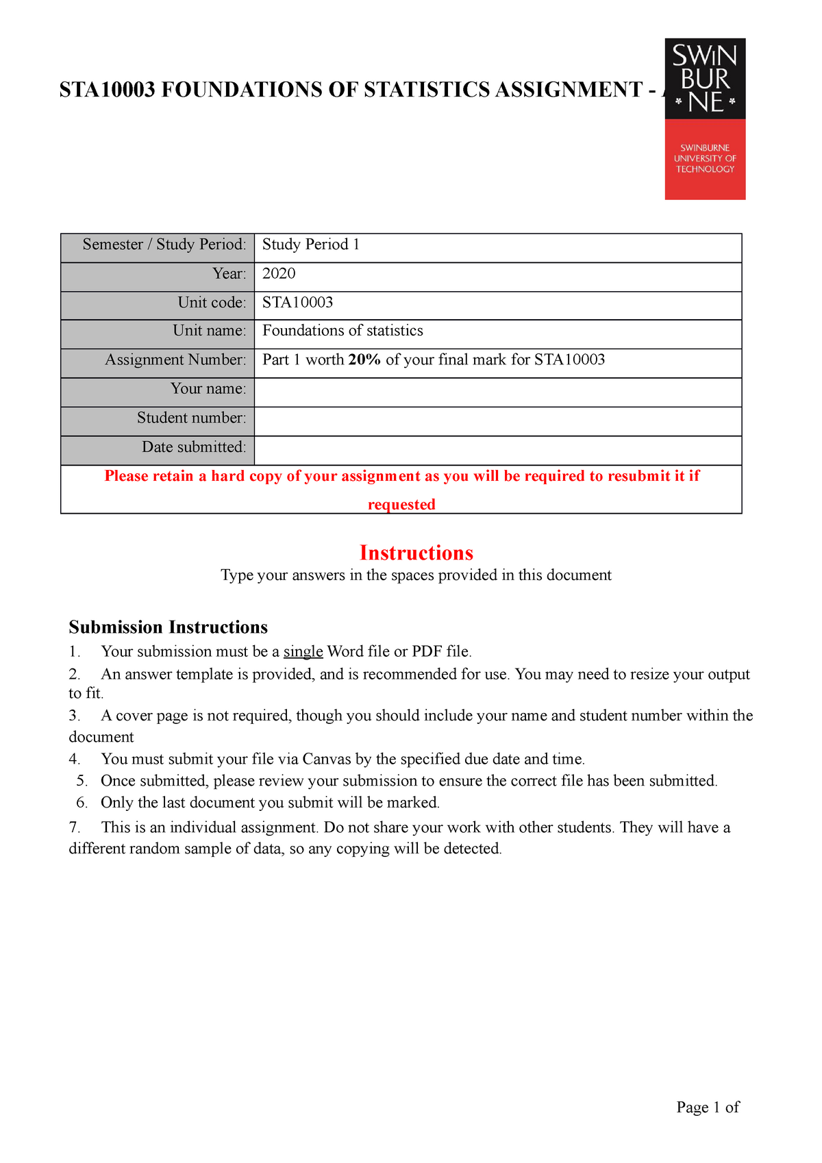 statistics assignment for mba students