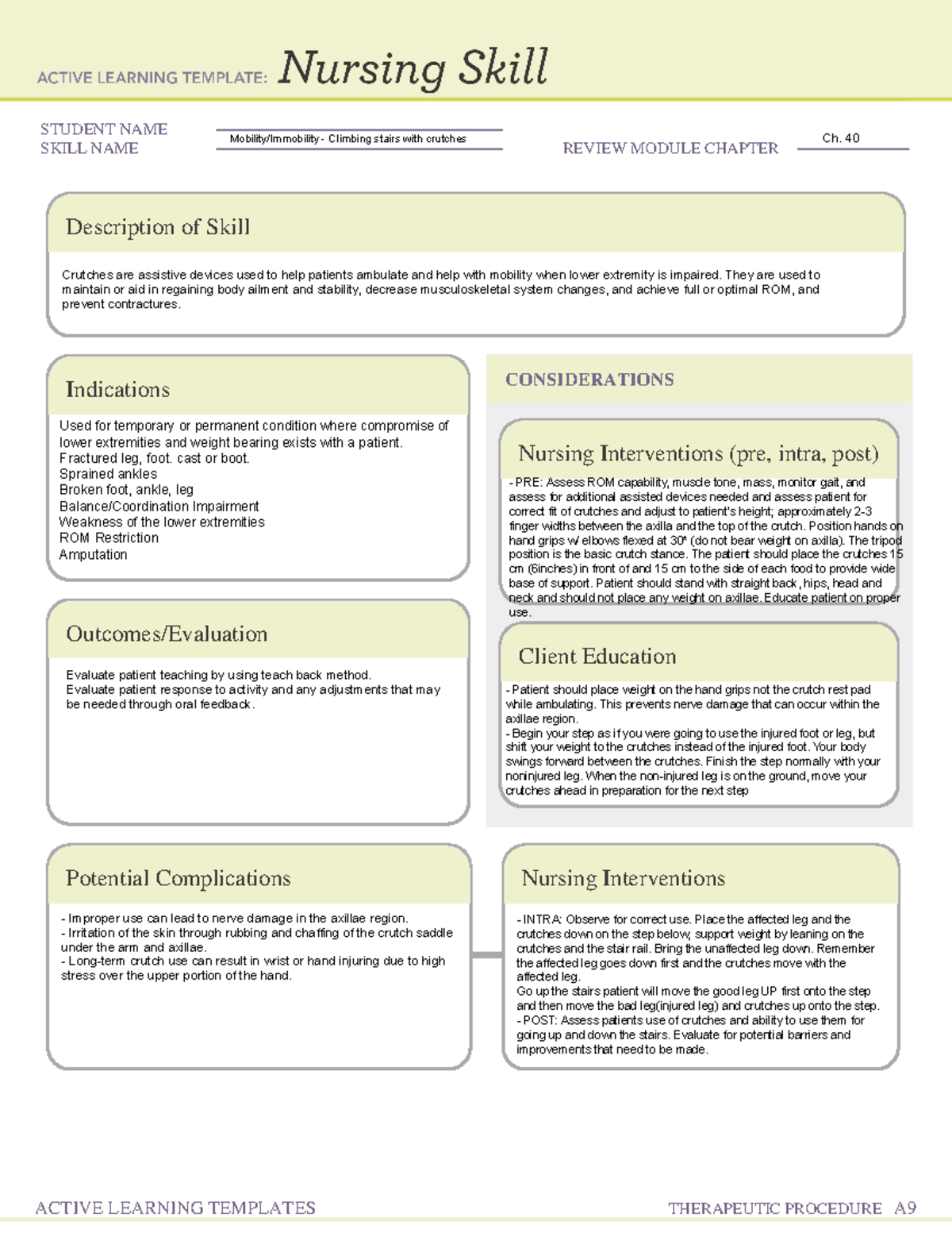 Mobility And Immobility Ati Template