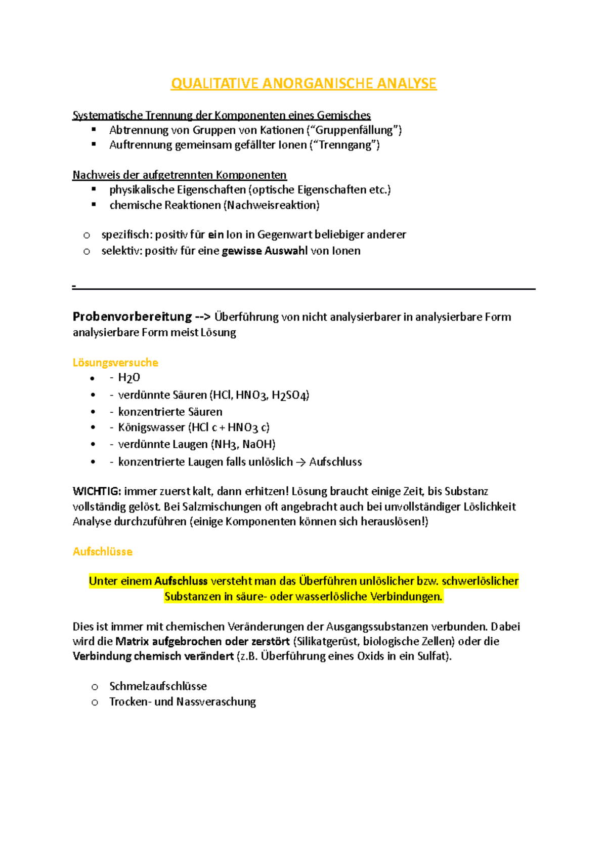 Qualitative Analyse - QUALITATIVE ANORGANISCHE ANALYSE Systematische ...