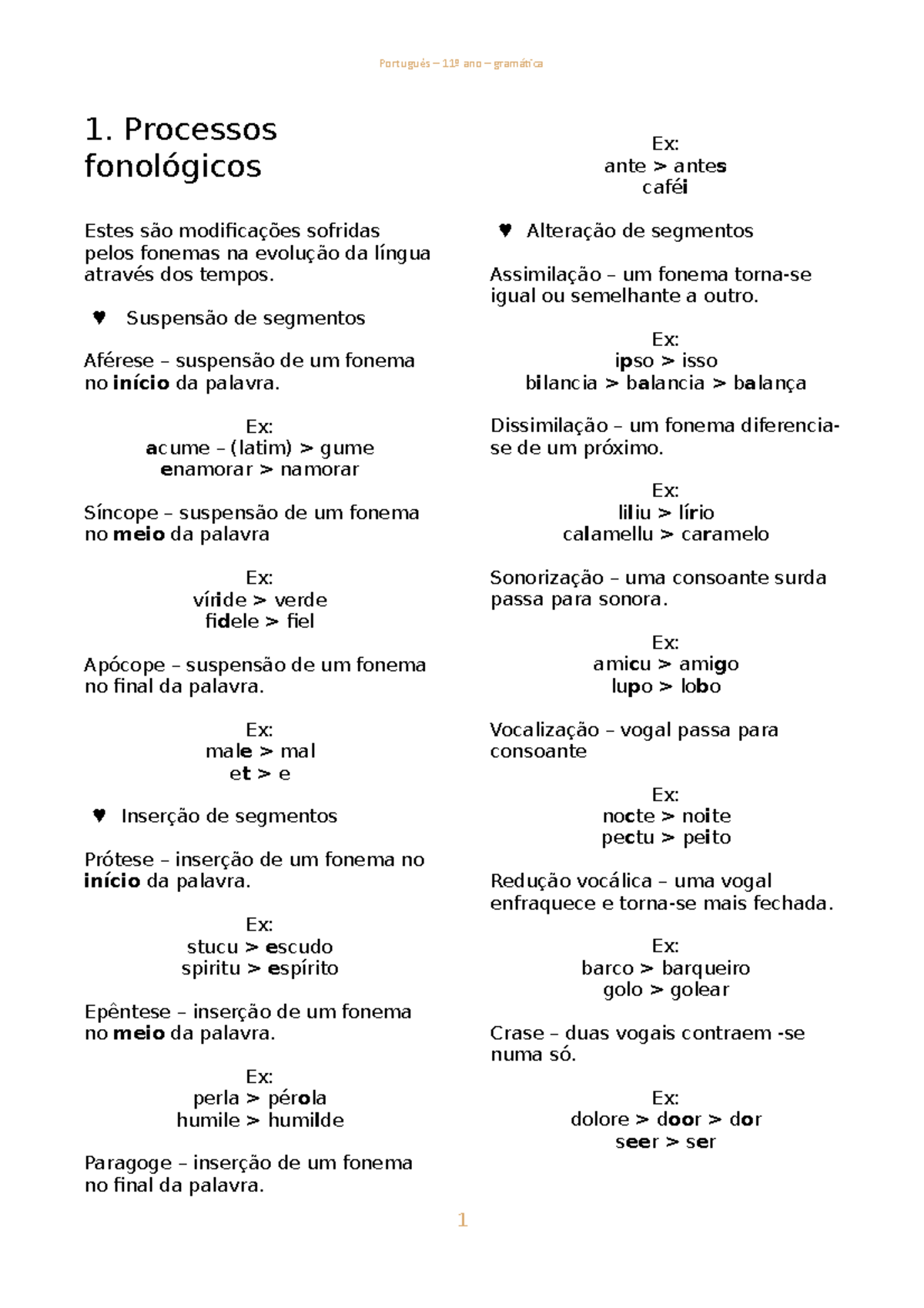 Processos fornológicos - 1. Processos fonológicos Estes são ...