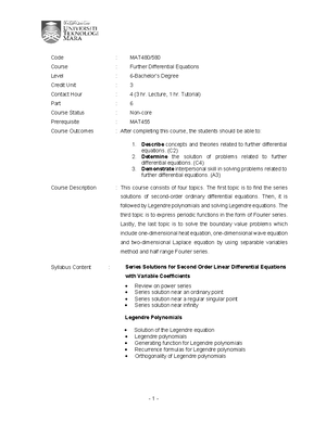 Lesson Plan CEW543 - CEW543-ENVIRONMENTAL INFRASTRUCTURE ENGINEERING ...