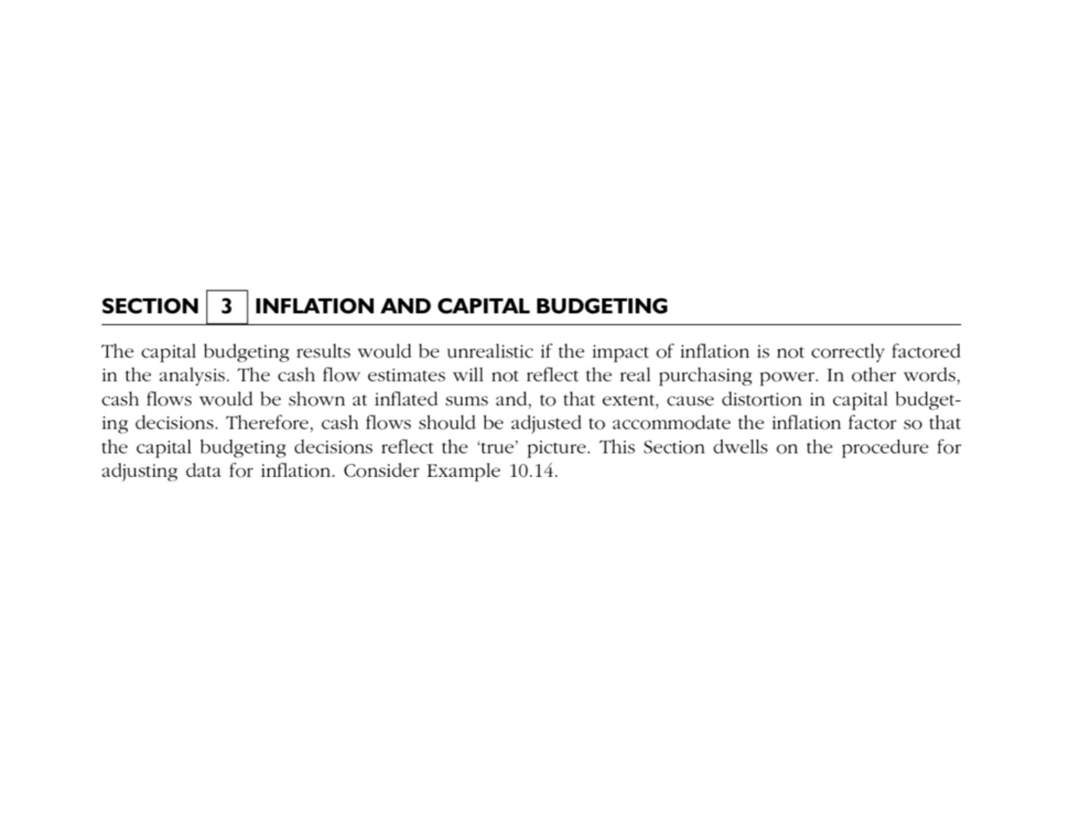 Inflation and Capital Budgeting - Financial Management - Studocu