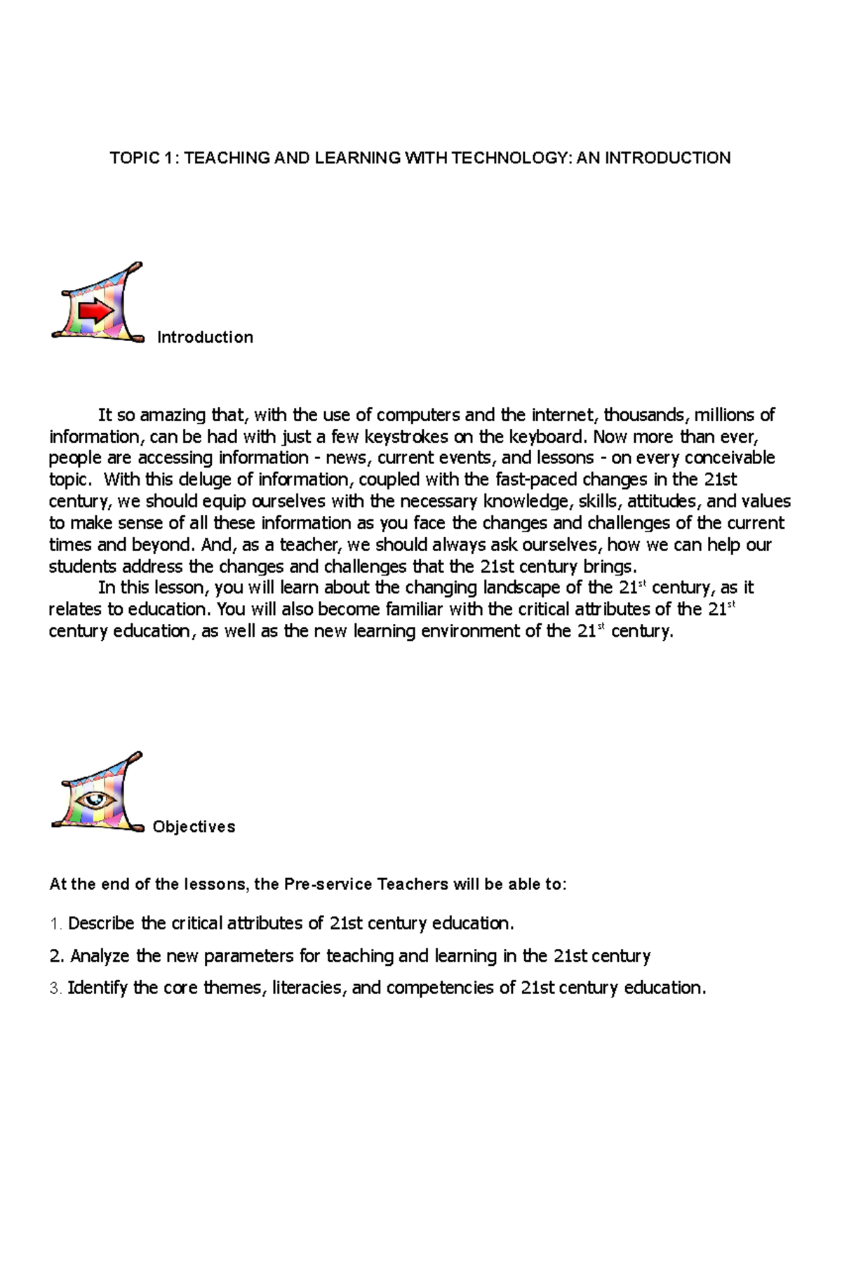 PED 110 Topic 2 WEEK 34 Copy - TOPIC 1: TEACHING AND LEARNING WITH ...