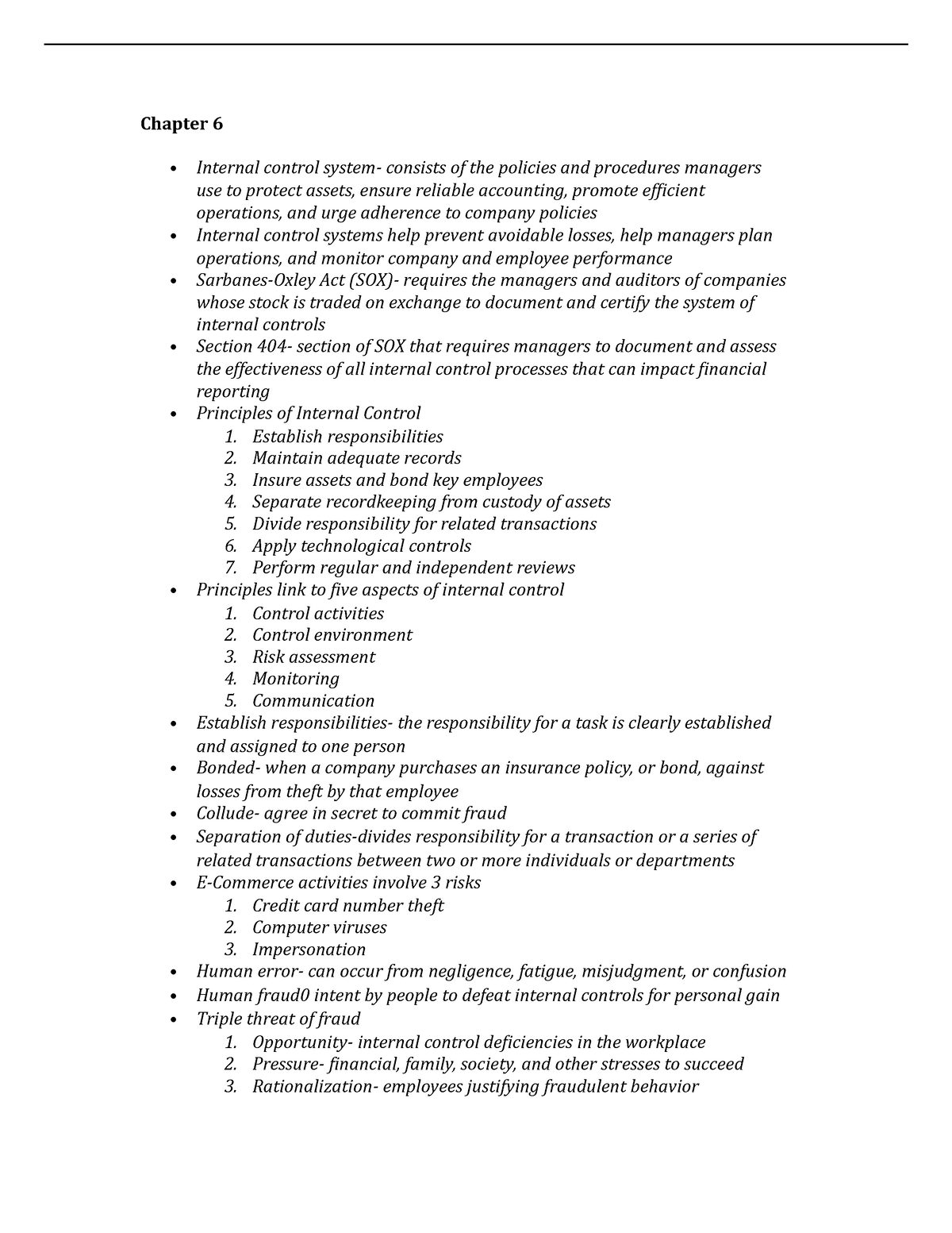 Notes 3 17-18 - Chapter 6 Internal Control System- Consists Of The ...