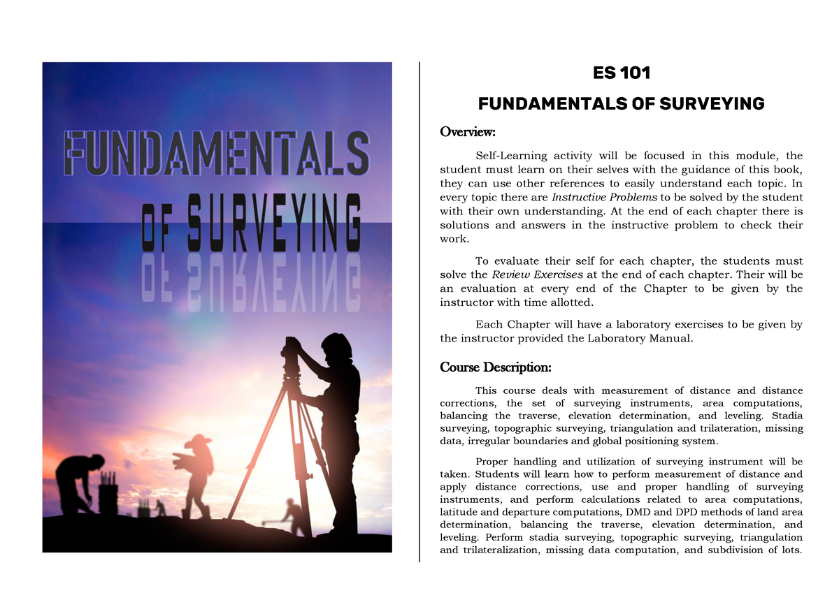 Module Fundamentals Of Surveying 1 - ES 101 FUNDAMENTALS OF SURVEYING ...