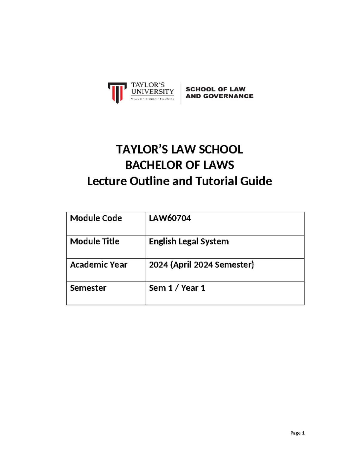 ELS Lecture Outline and Tutorial Guide - September 2023 - TAYLOR’S LAW ...