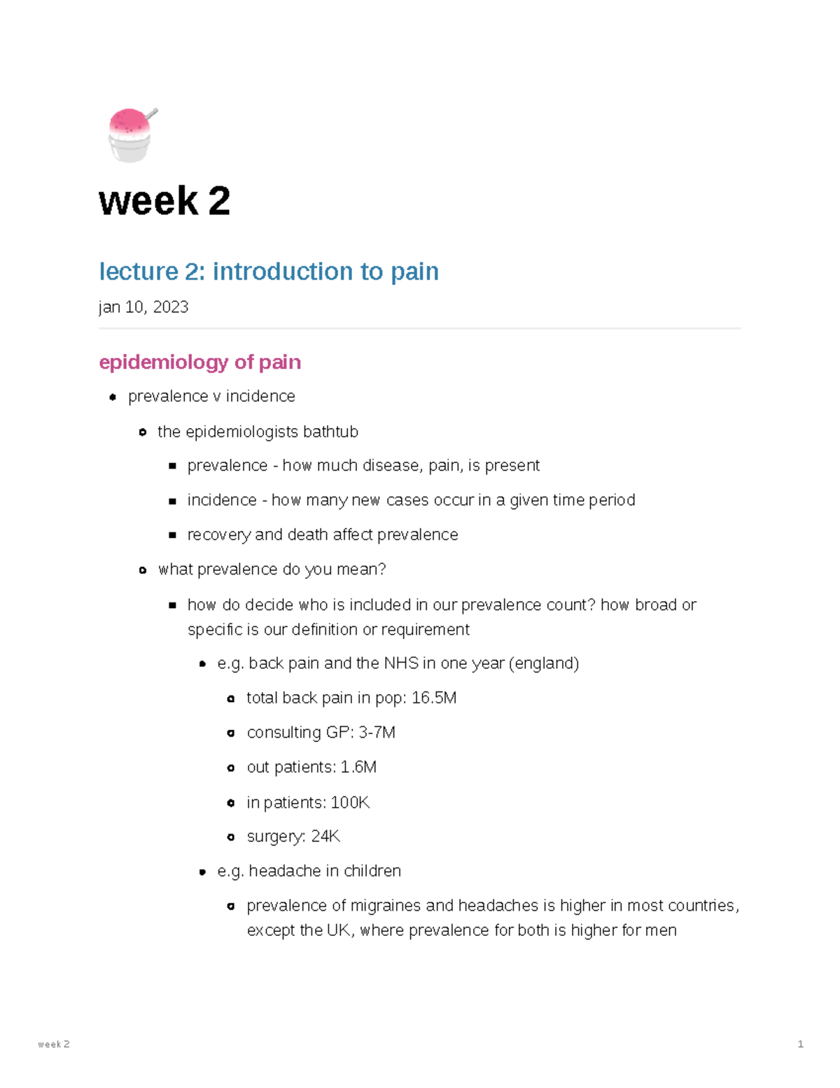 Psyc302 lecture 2 - \ week 2 lecture 2: introduction to pain jan 10 ...