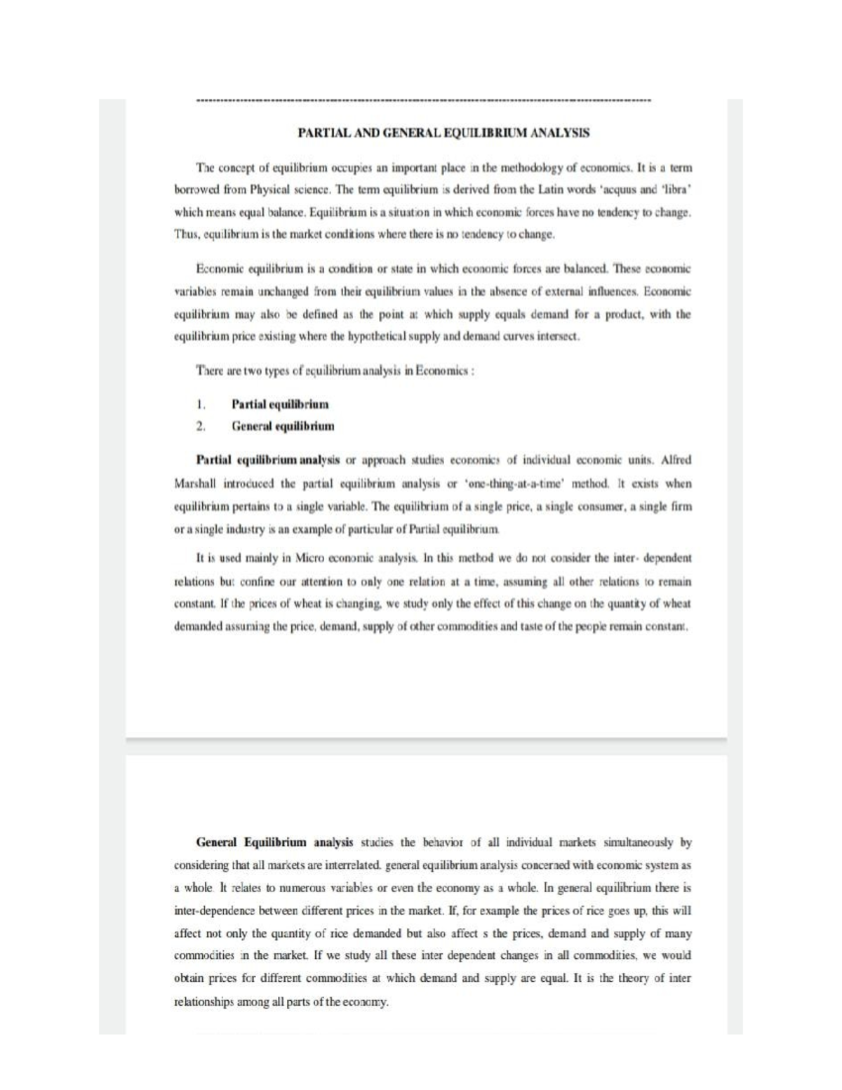 Partial and general equilibrium - Economics - Studocu