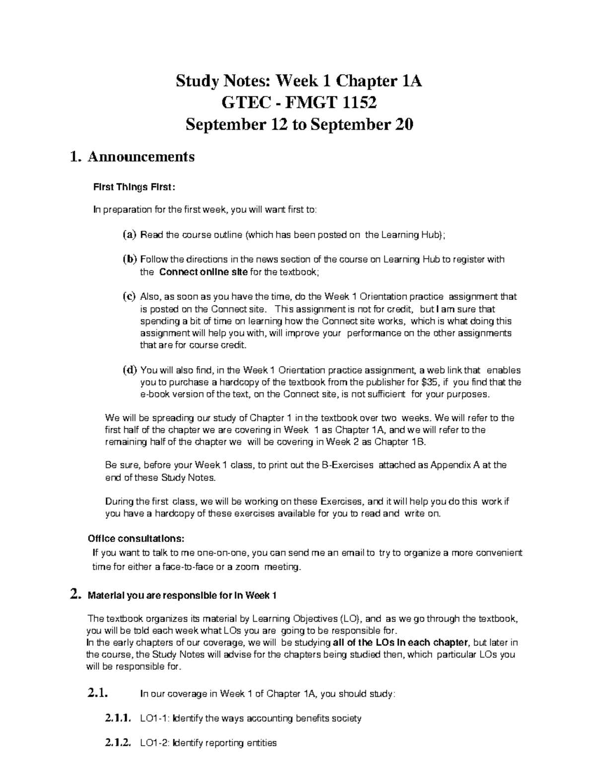 Wk 1 Ch 1A Study Notes GTEC - 2021 nn - Study Notes: Week 1 Chapter 1A ...