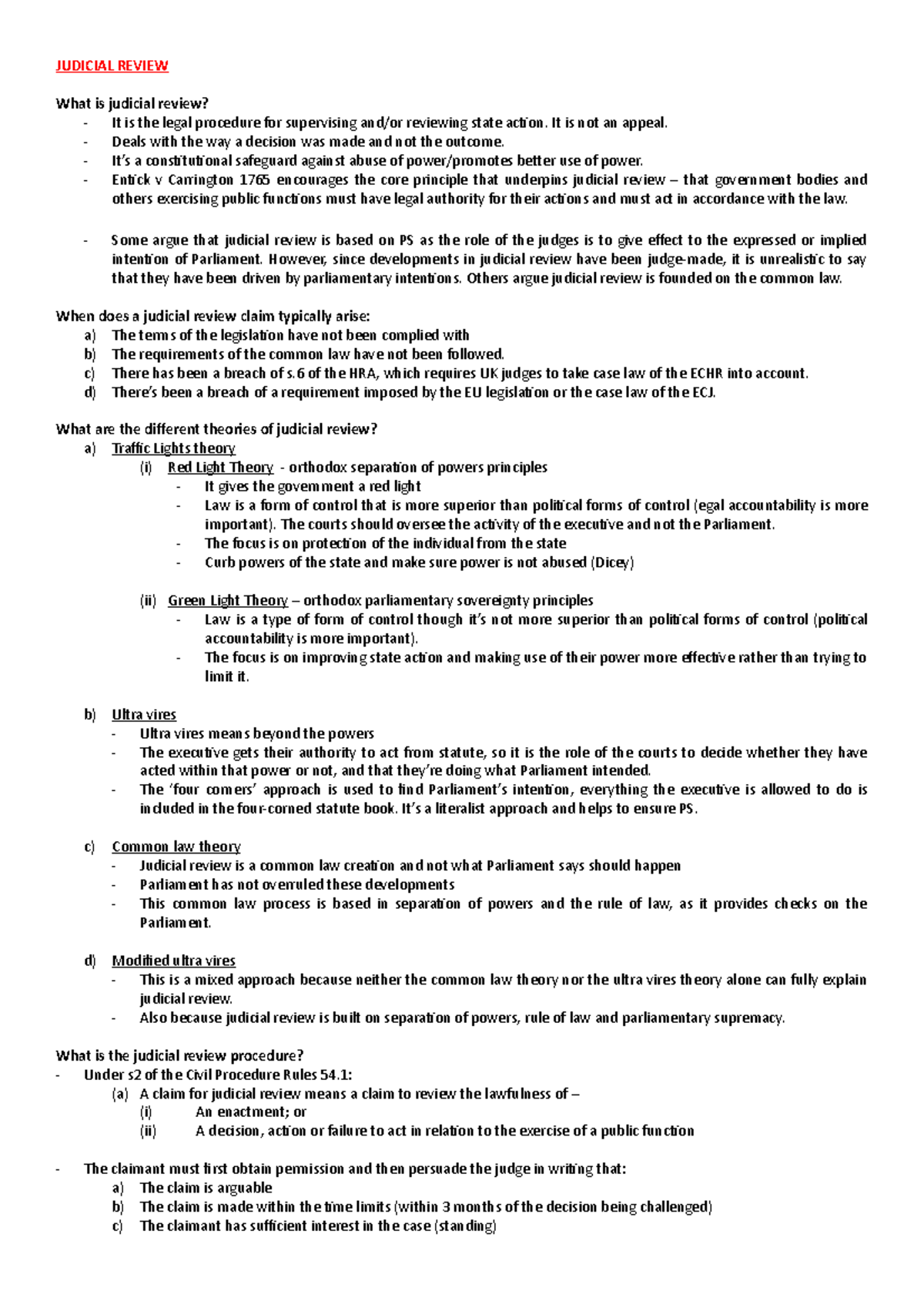 Judicial Review (ALL!) JUDICIAL REVIEW What is judicial review? It