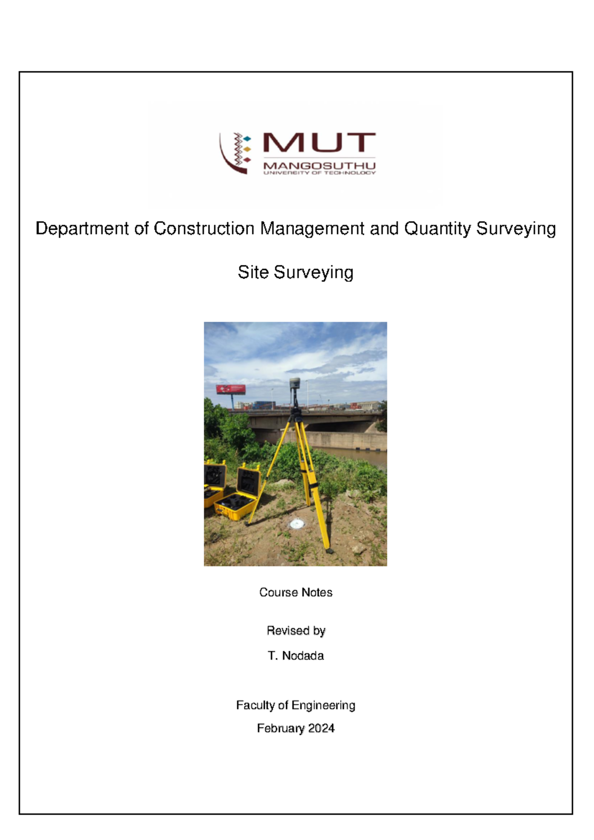 Study guide Site Surveying - Department of Construction Management and ...