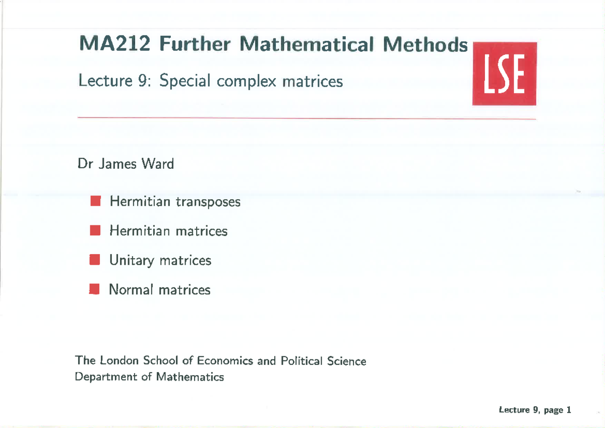 Lecture - fm213 - MA212 - Studocu