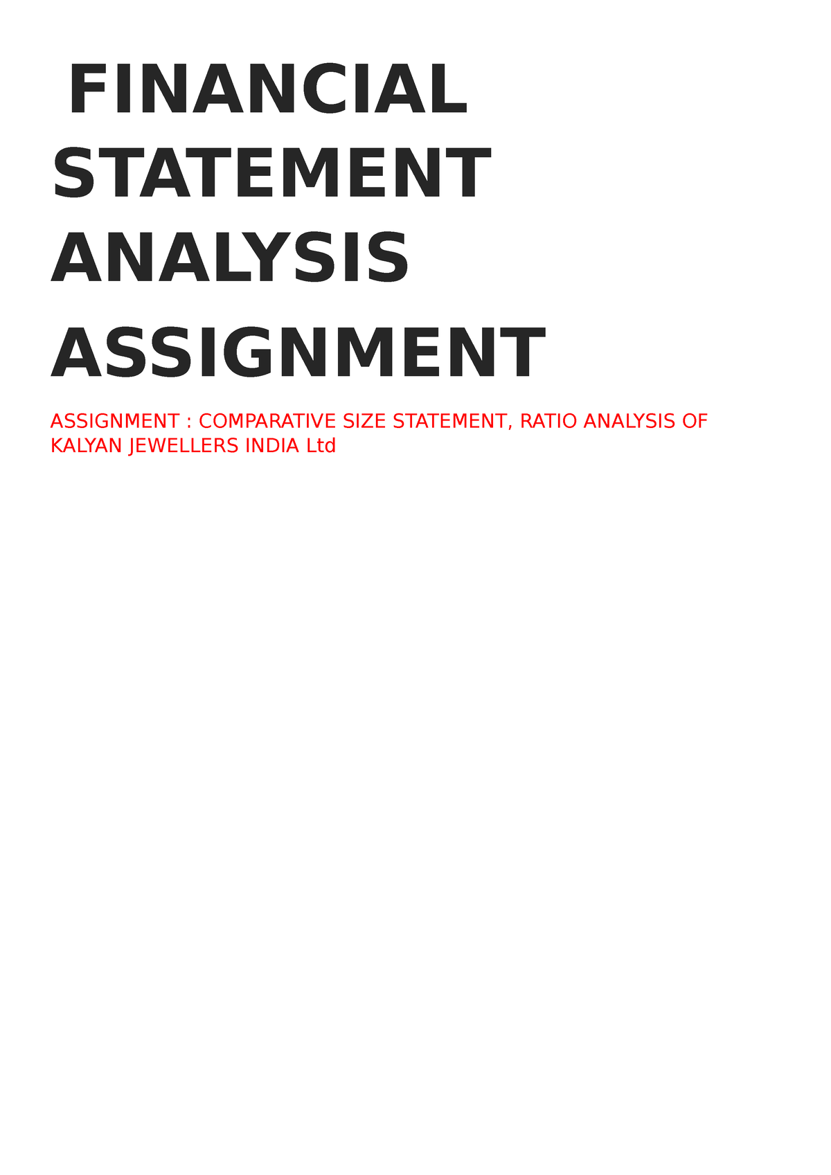 company financial statement analysis assignment