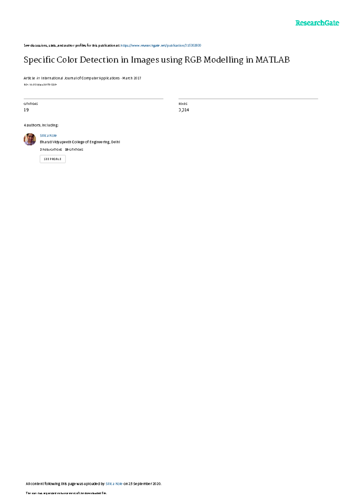 Specific Color Detectionin Imagesusing RGBModellingin Matlab - Project ...