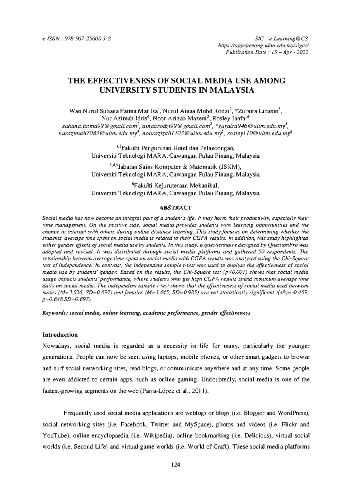THE Effectiveness OF Social Media USE Among University Students IN ...