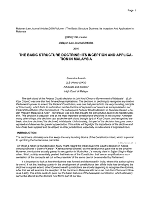 The Basic Structure Doctrine Its Inception 1 The Decision In Declining To Recognise Any Limit On Studocu