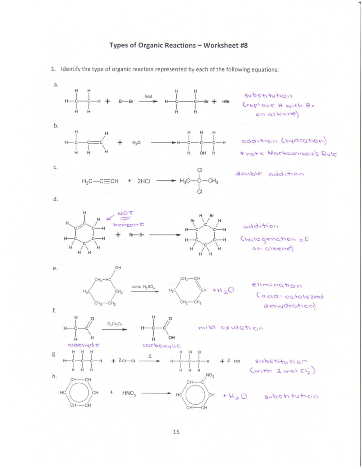 Organic reactions 1 worksheet answers - Usrah 1 (BUDI) - Studocu