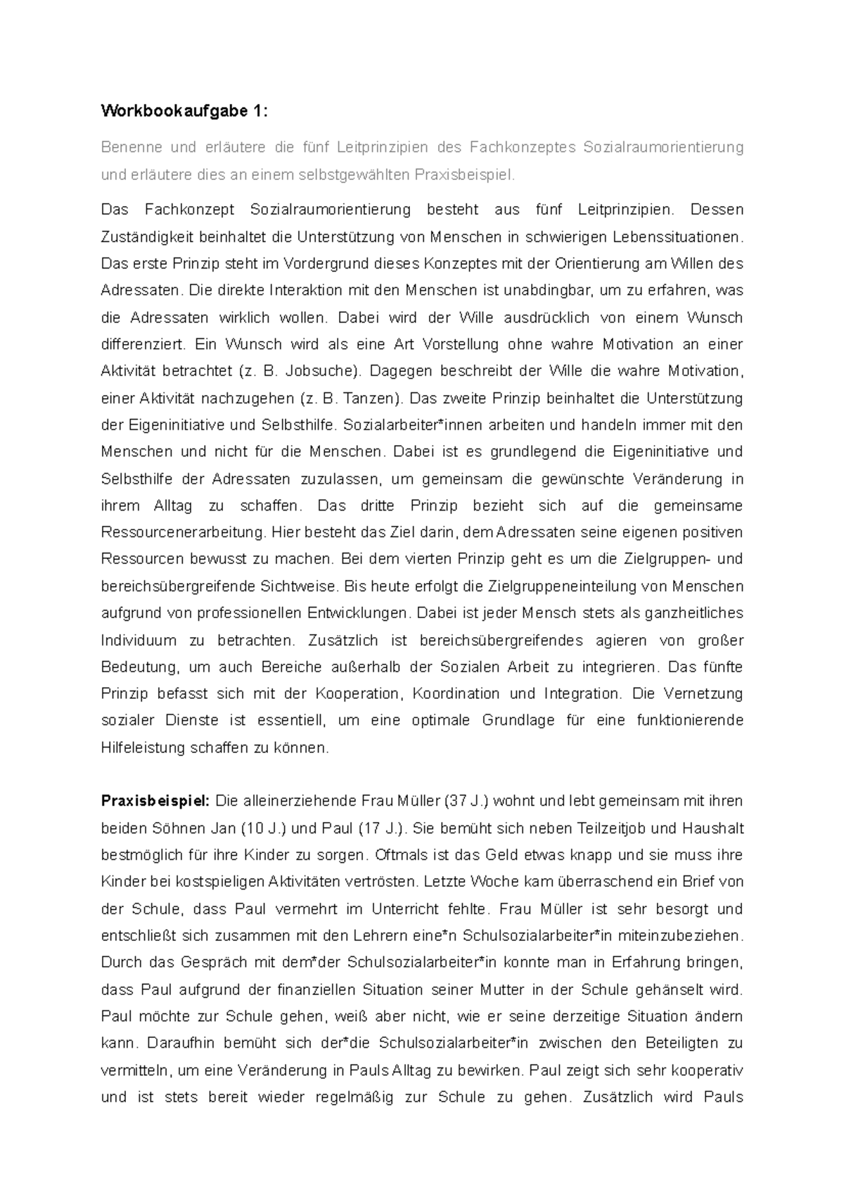 Workbookaufgabe 1 - Das Fachkonzept Sozialraumorientierung Besteht Aus ...