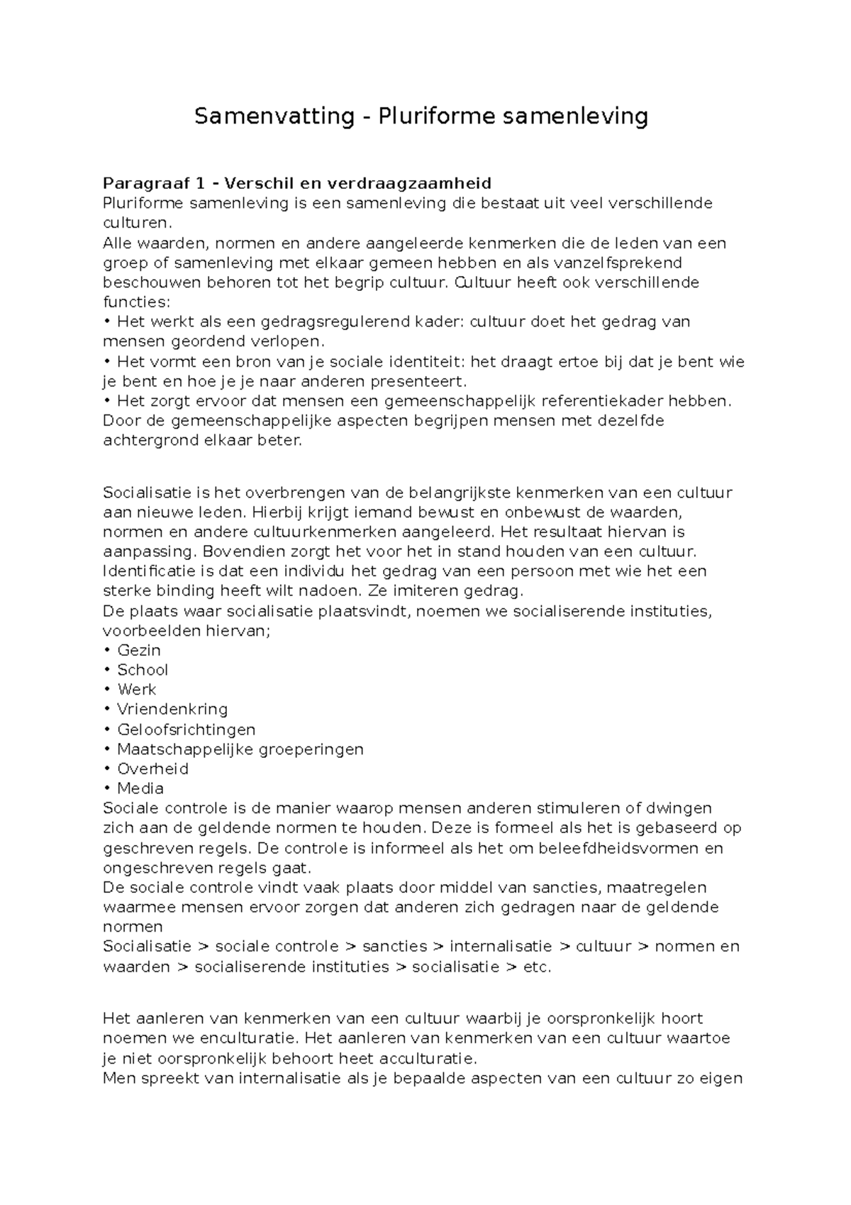 Samenvatting - Hoofdstuk 5 - Samenvatting - Pluriforme Samenleving ...