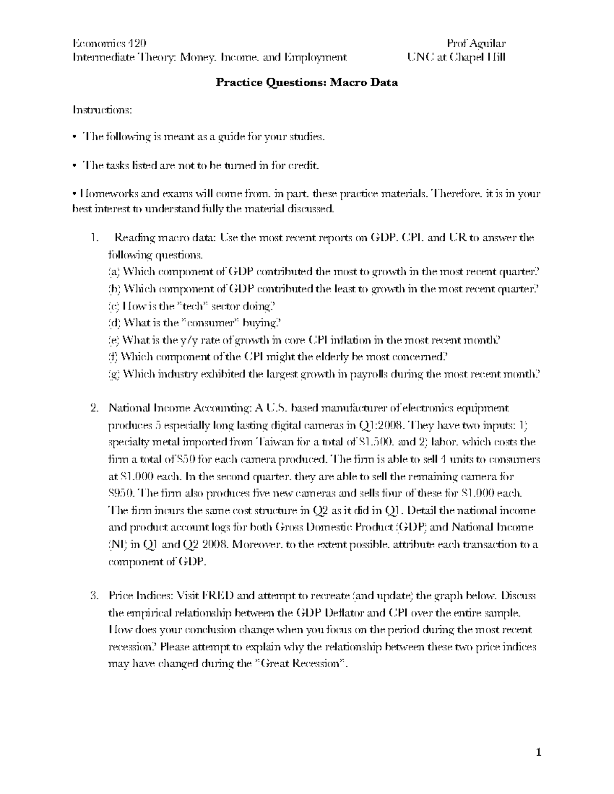 420 Practice Questions Macro Data - Intermediate Theory: Money, Income ...