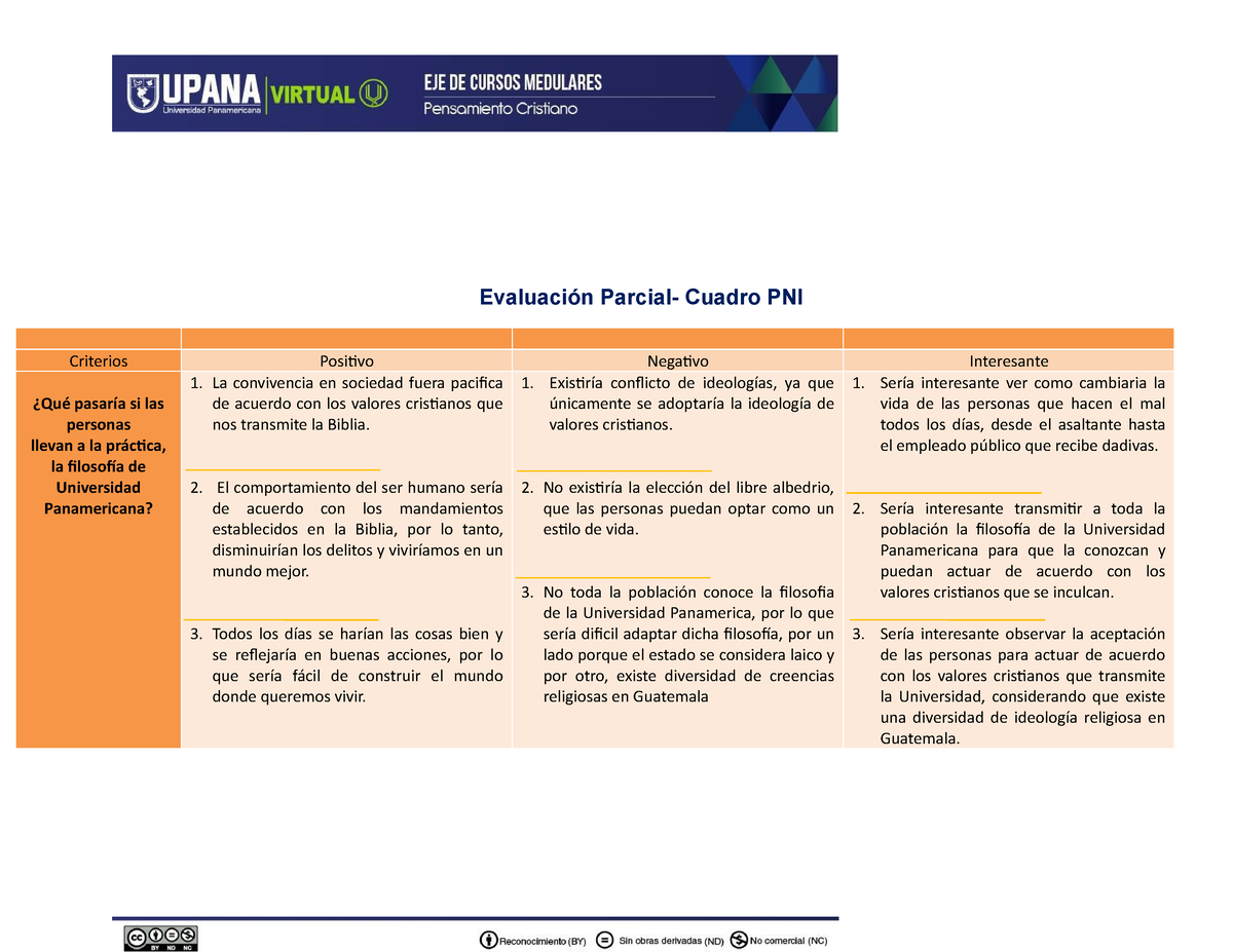 Evaluaci N Parcial Pni Evaluaci N Parcial Cuadro Pni Criterios Positivo Negativo Interesante