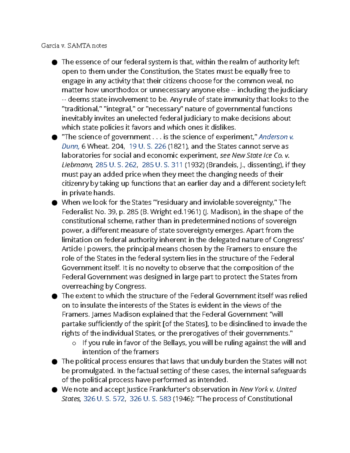Garcia v Samta notes Garcia v. SAMTA notes The essence of our federal