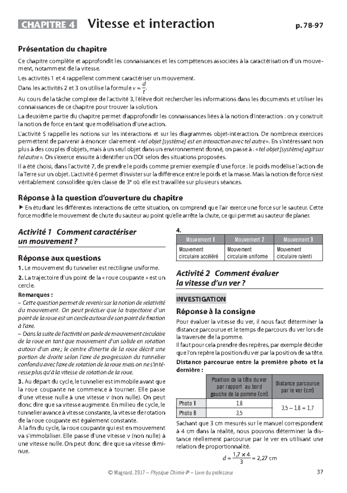 4 theme B le mouvement - Correction activités et exercices niveau cycle ...