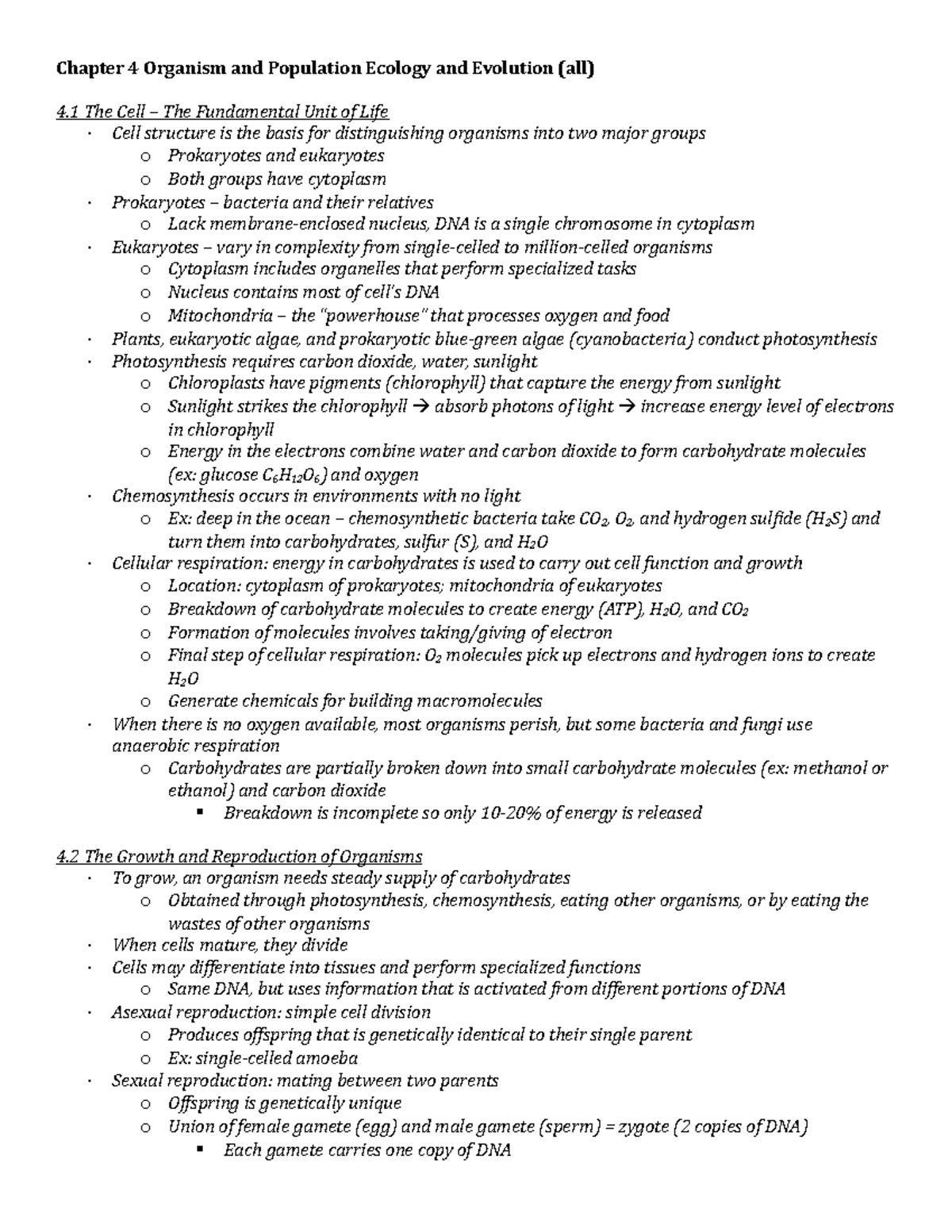 Chapter 4 (textbook) All - Chapter 4 Organism and Population Ecology ...