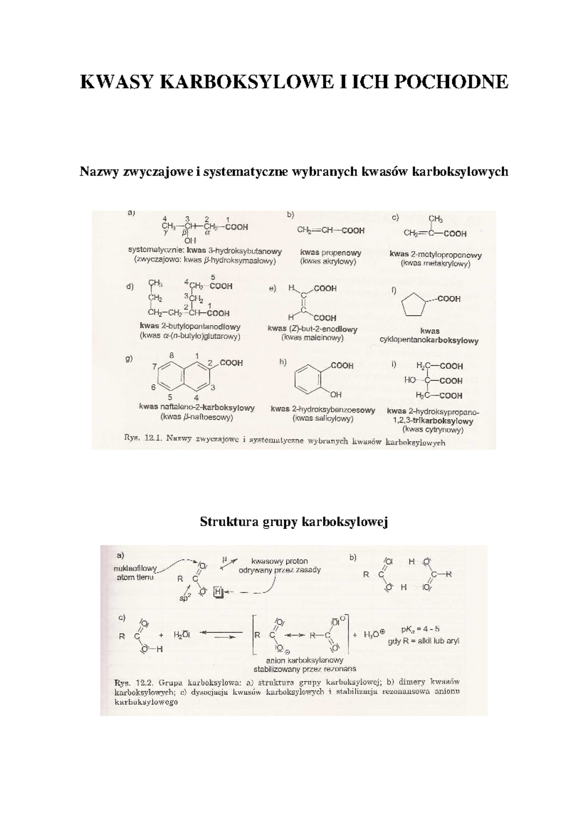 Chemia kwasy karboksylowe i ich pochodne wyklad - KWASY KARBOKSYLOWE I