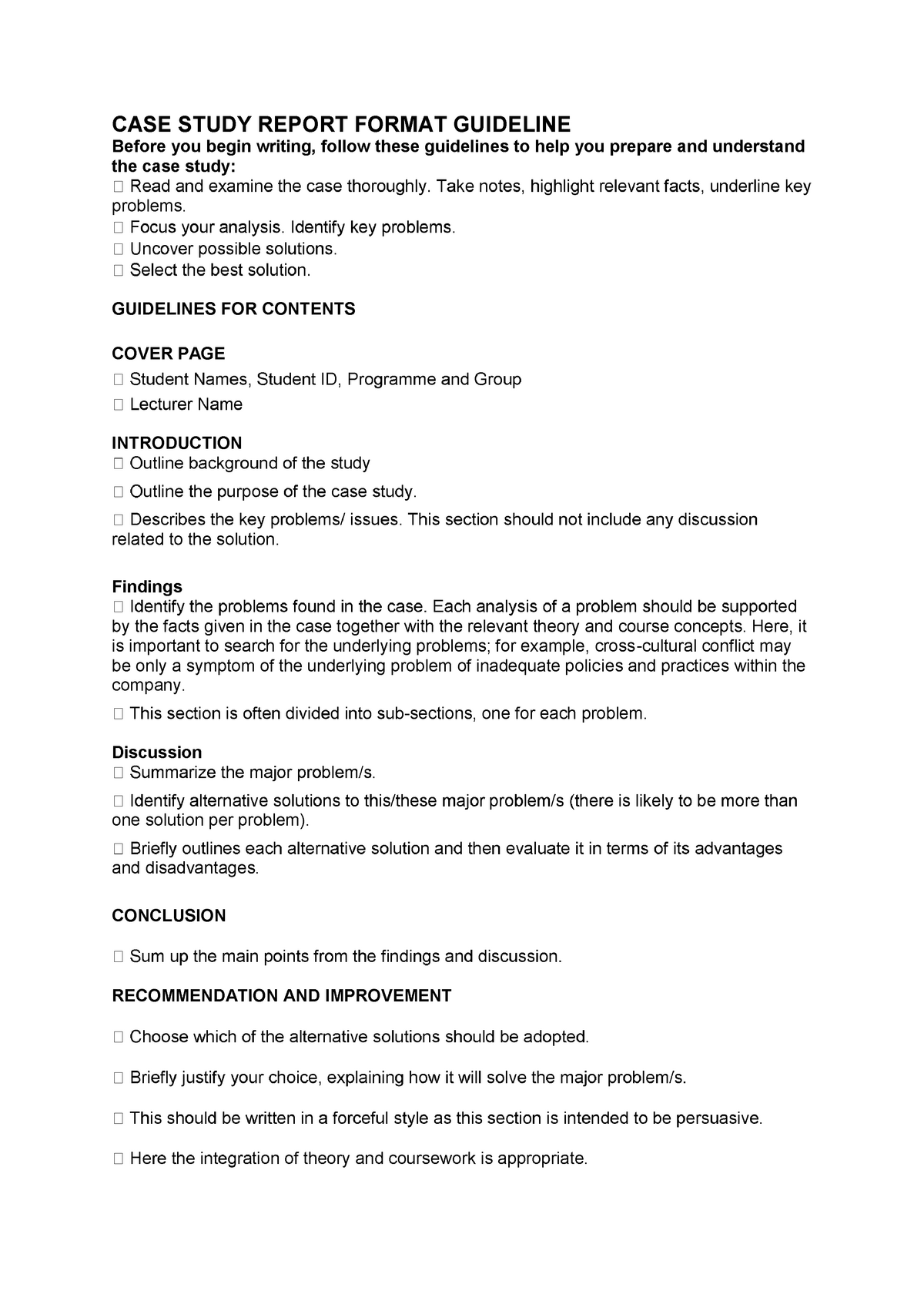 case study report format guideline