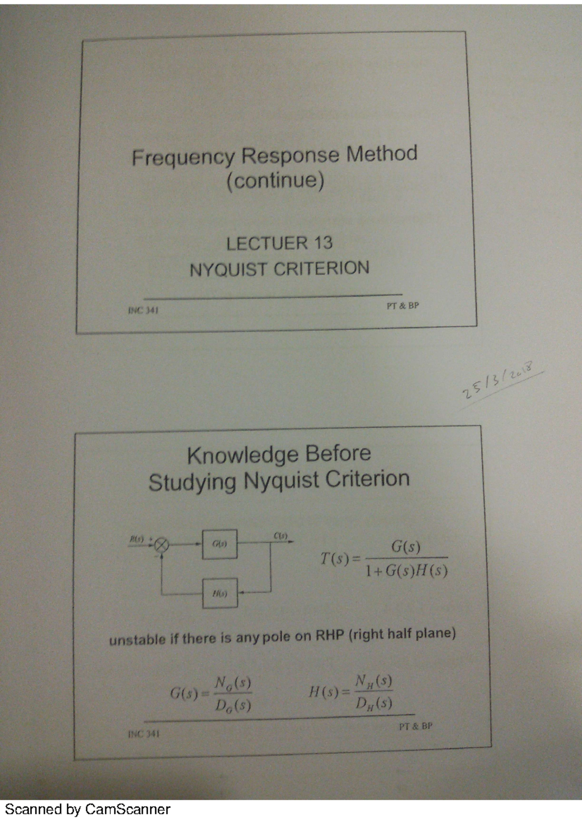 Frequency response method - H pules cut no in Characteristic equation ...