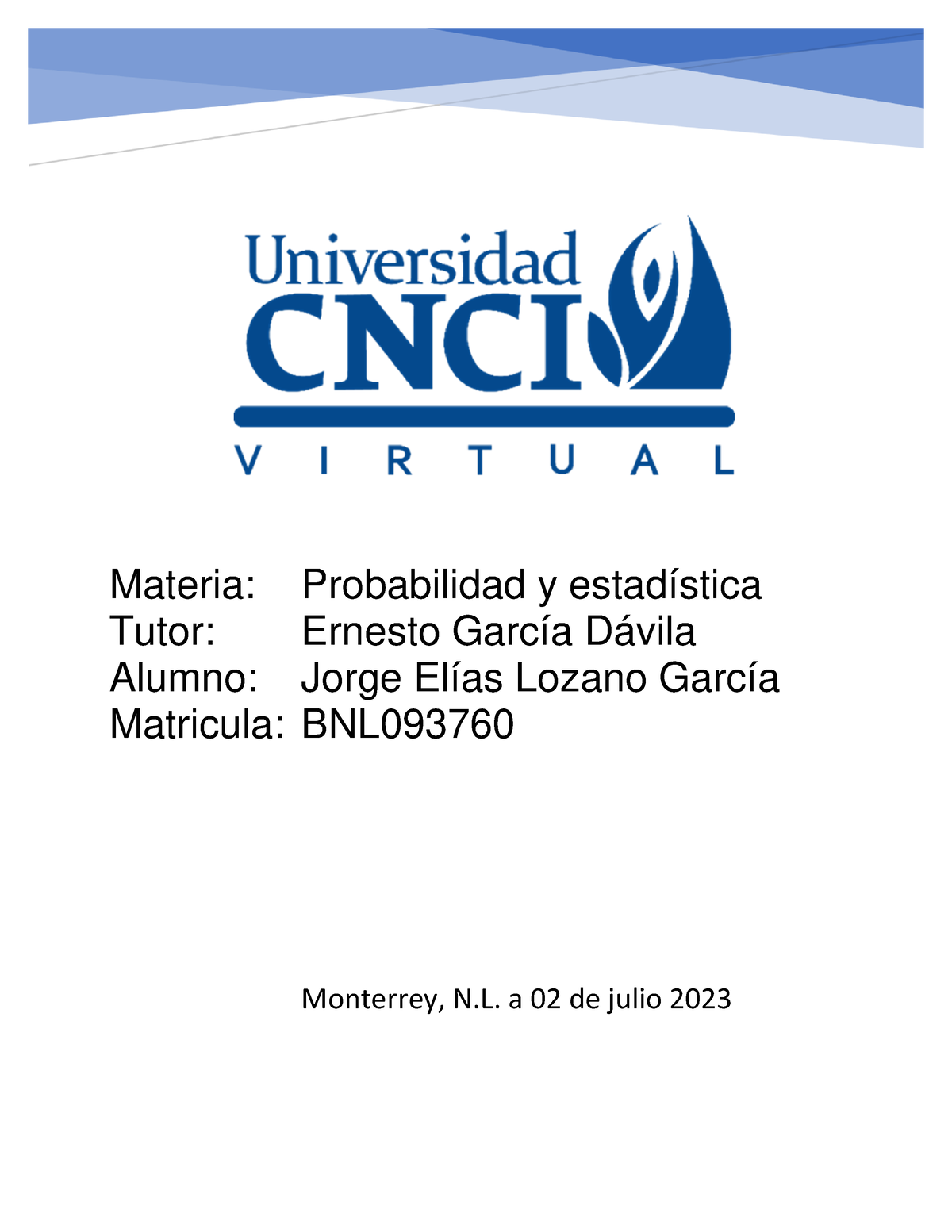 Probabilidad Y Estadistica (proyecto Modular) - Materia: Probabilidad Y ...