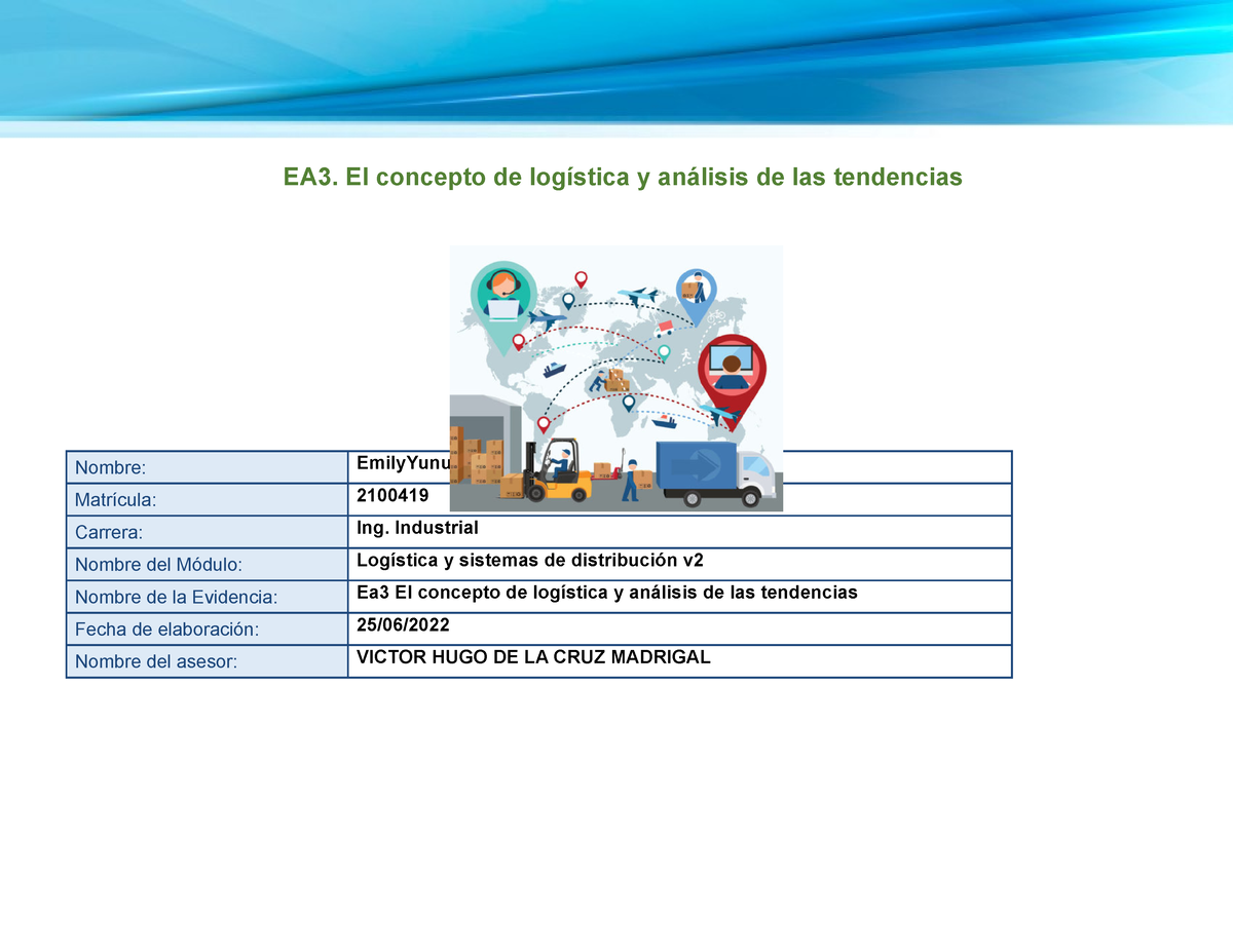 Olazaran Emily Analizando Ea3 El Concepto De Logística Y Análisis De Las Tendencias Nombre 2203