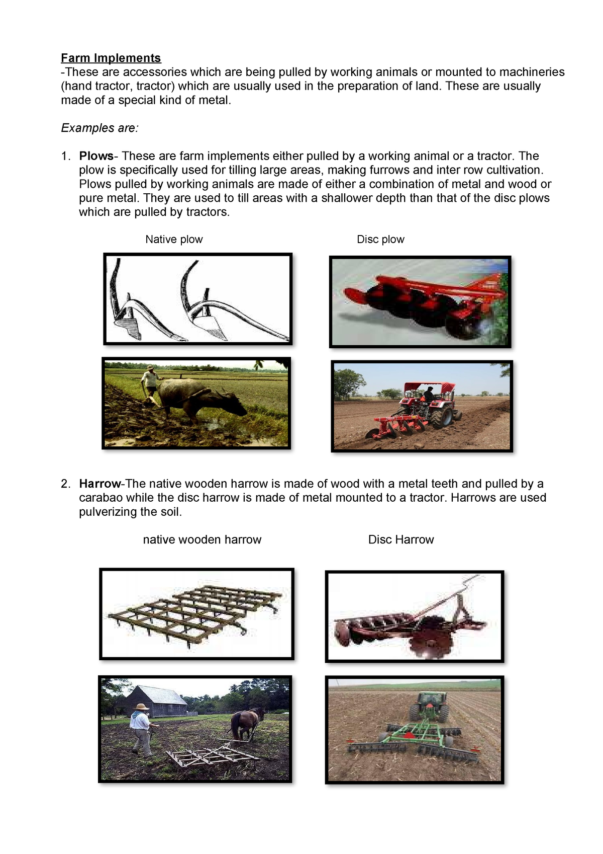 Farm Implements - this is my hand outs during my class.. - Farm ...