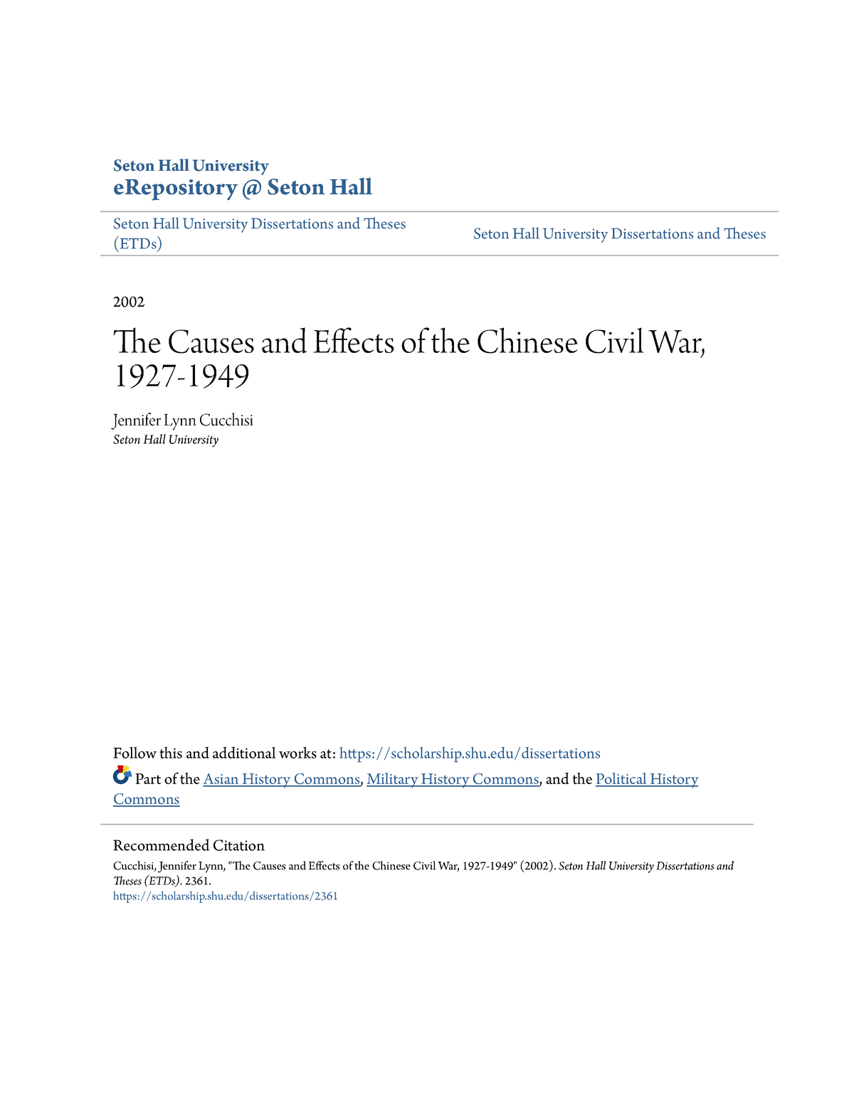 causes of the chinese civil war essay