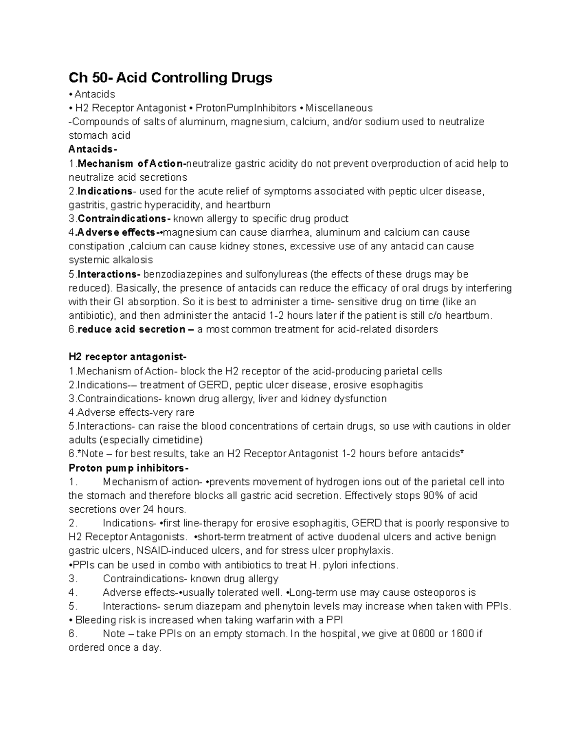 Pharm test 5 ch 5055 STUDY THIS! Ch 50 Acid Controlling Drugs
