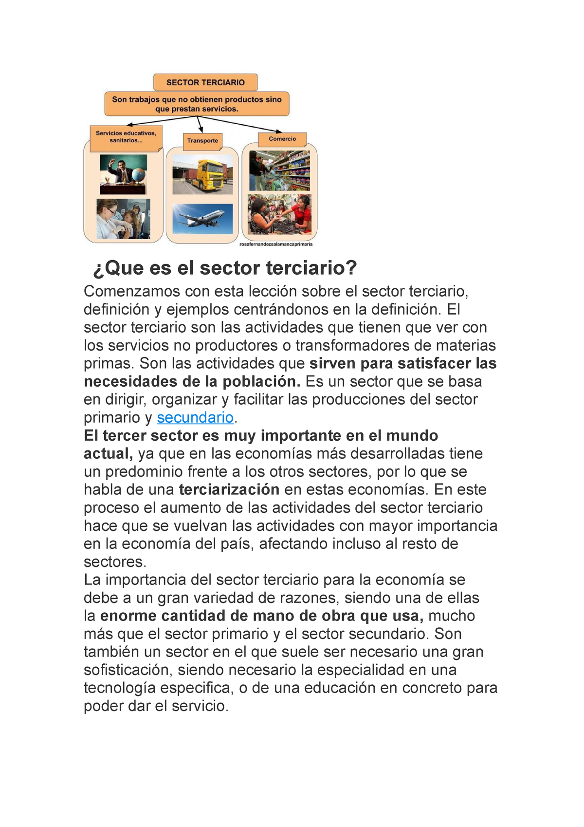 Tarea Sector Terciario - ¿Que Es El Sector Terciario? Comenzamos Con ...