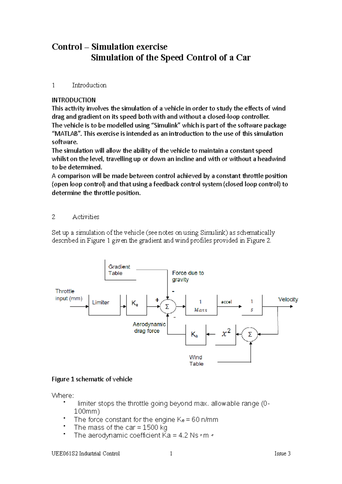 Tutorial 6 Simulate Control of Car - Control – Simulation exercise ...