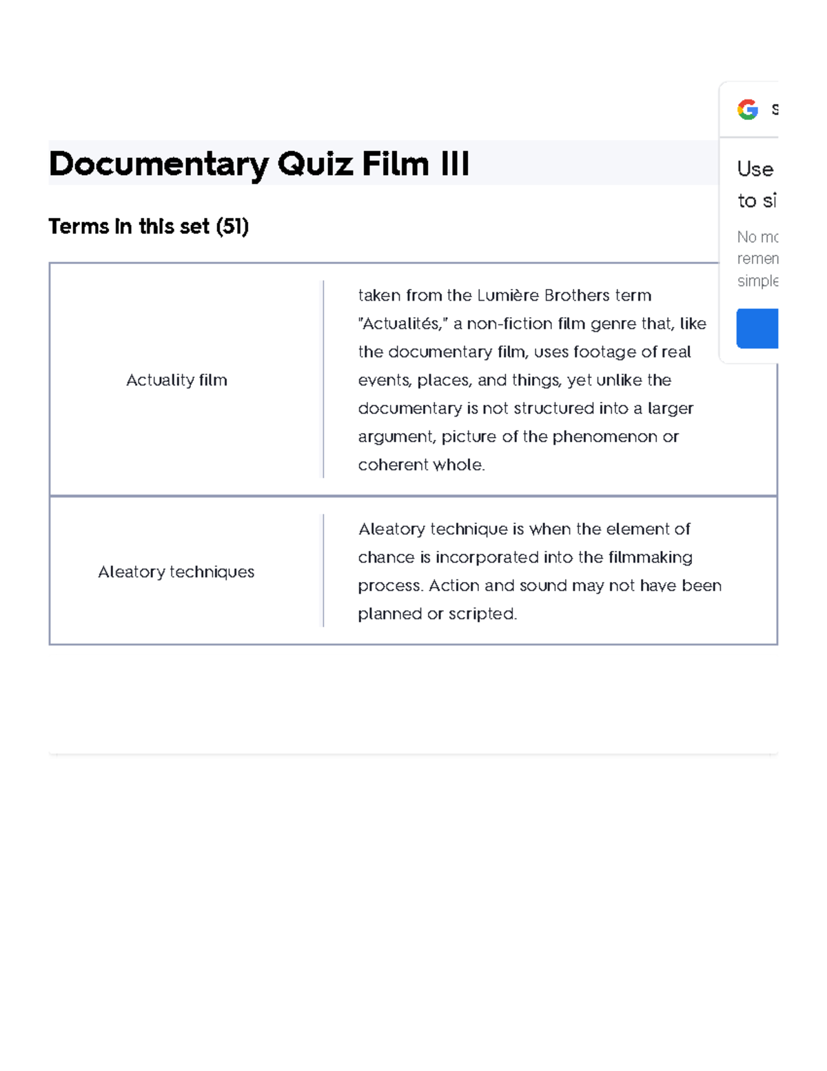 Documentary Quiz Film III Flashcards Quizlet - Documentary Quiz Film ...