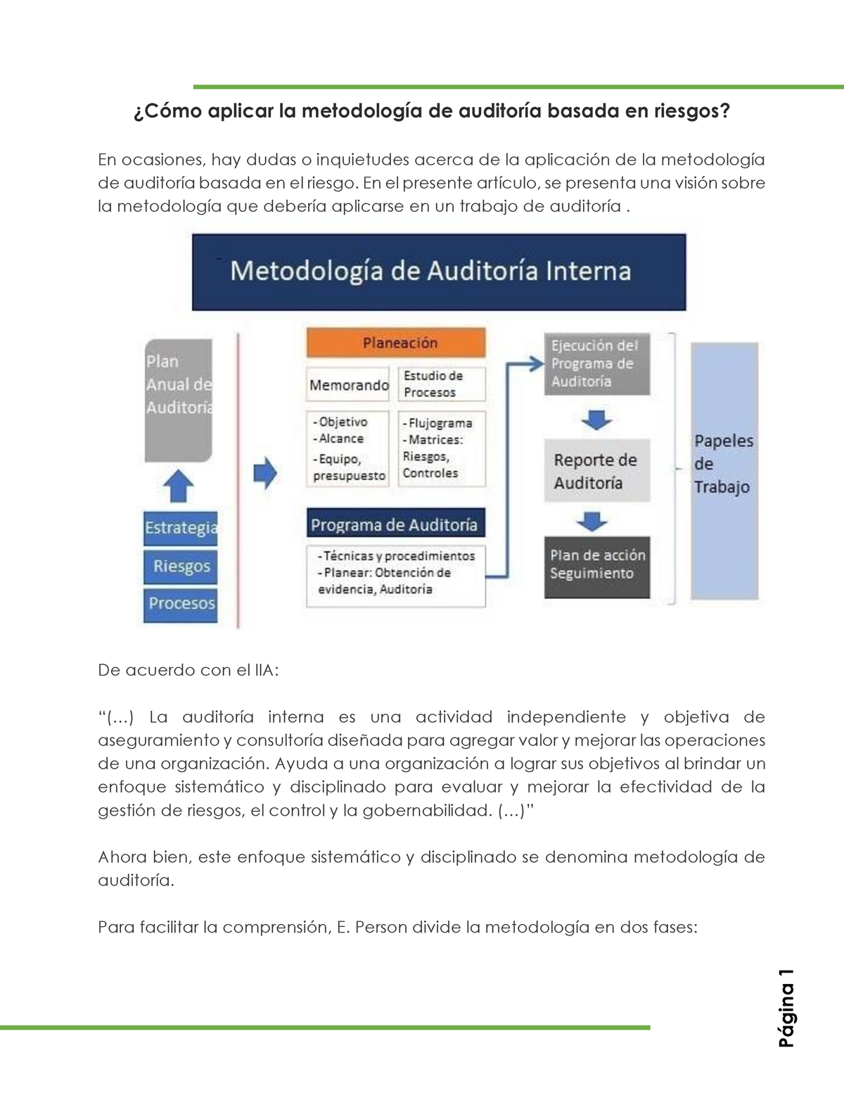 Metodología Auditoría Basada En Riesgos Página 1 ¿cómo Aplicar La Metodología De Auditoría 0870