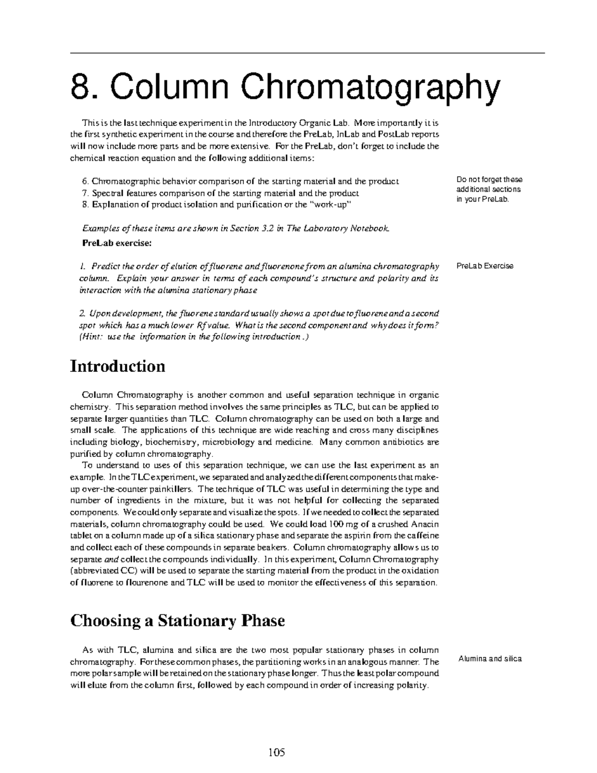 Column Cromatography Chromatographical techniques 8. Column