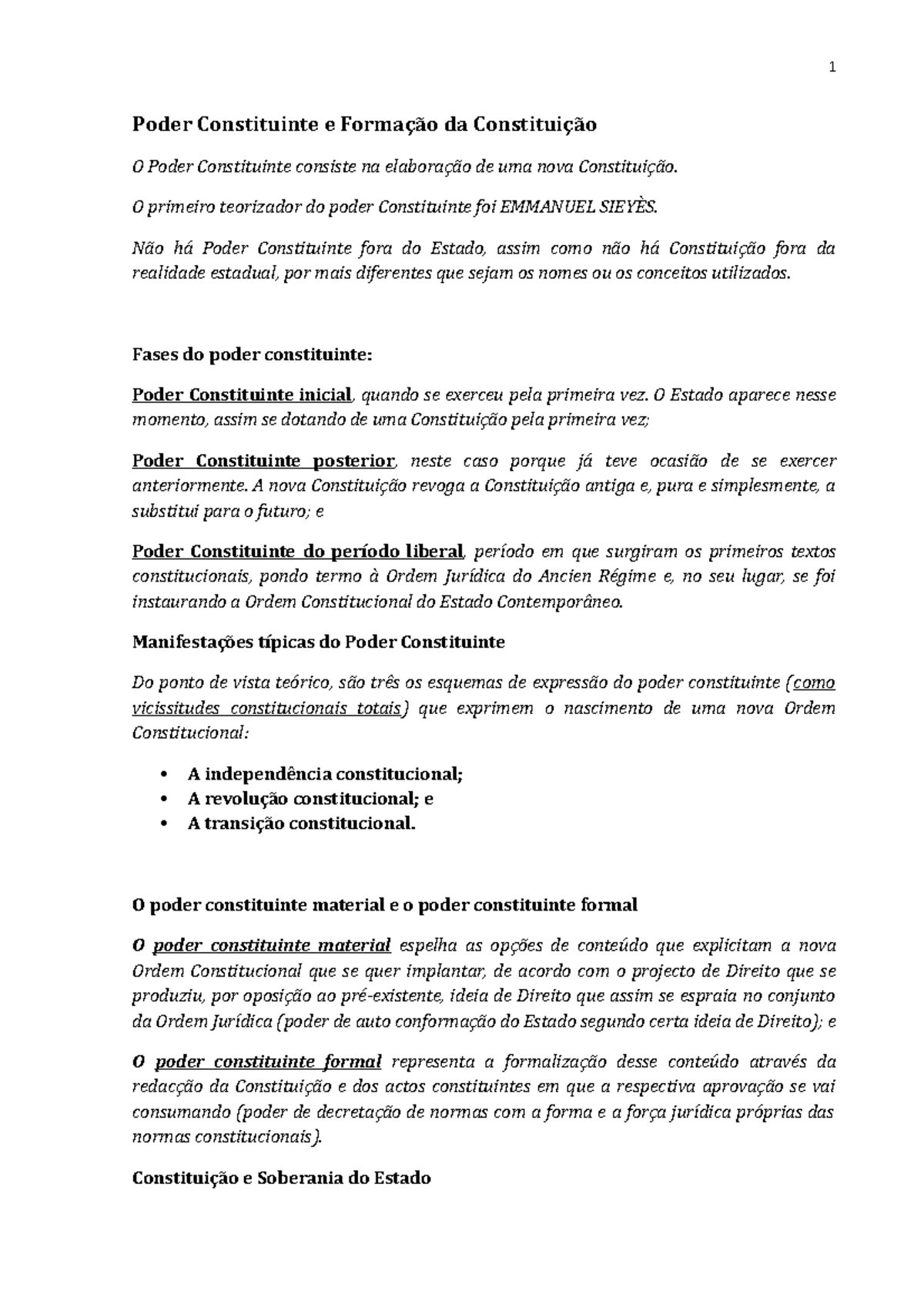 Poder Constituinte e Formação da Constituição - Poder Constituinte e ...