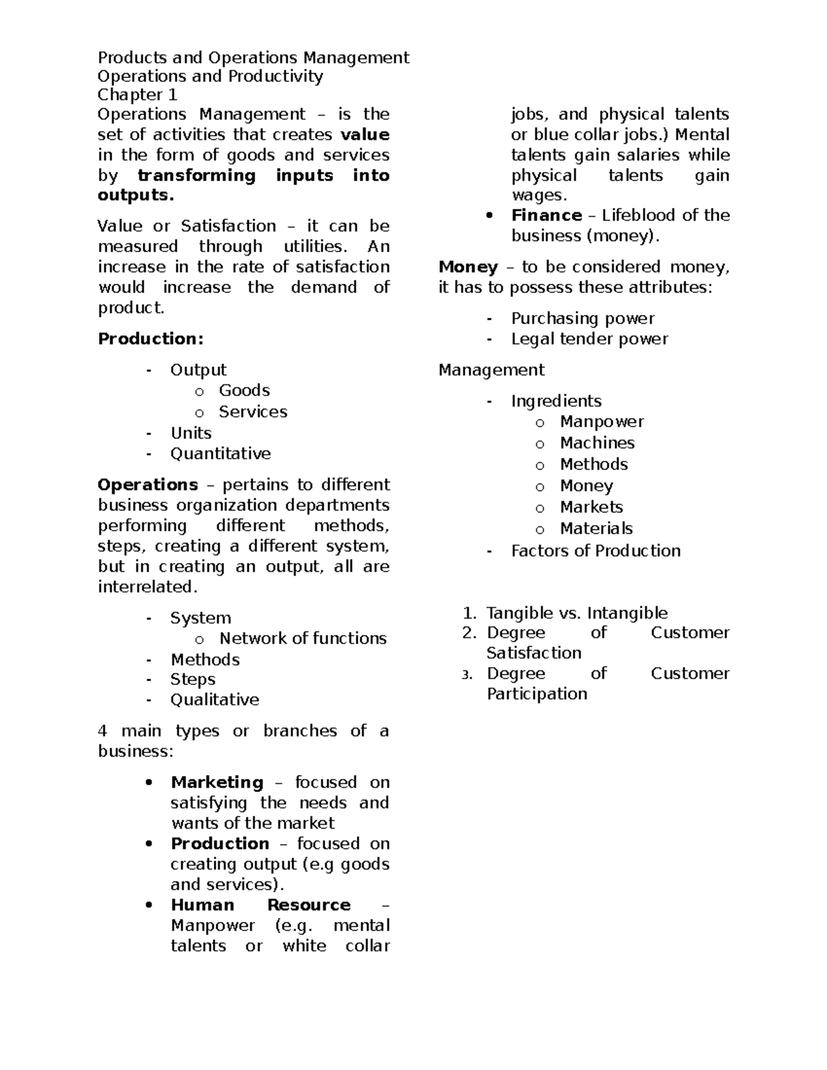 Productions And Operaitions Management Chapter 1 - Products And ...