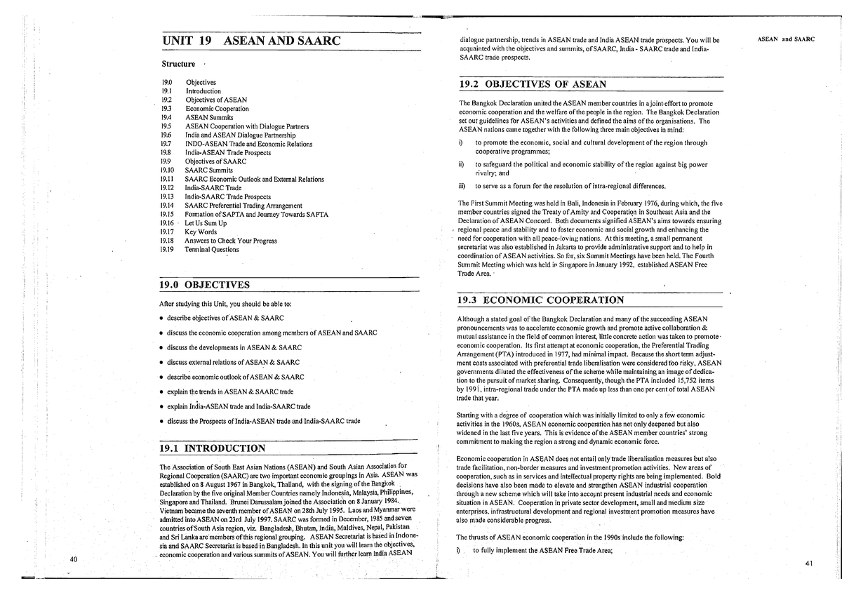 Unit-19 - Text Book - Chapter 19 - Introduction Objectives of ASEAN ...