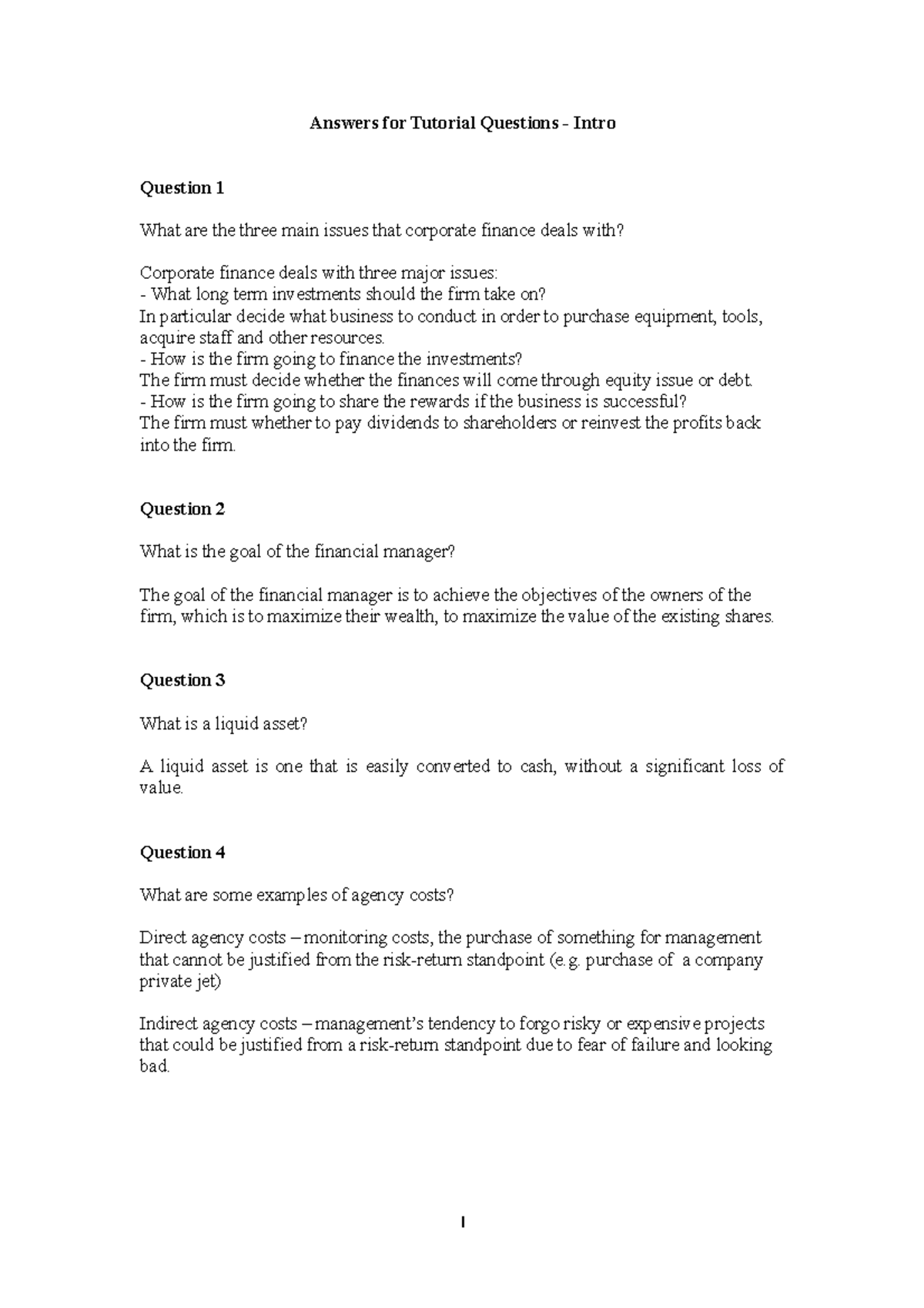 Workshop 1A - Intro(2)(1) - Answers for Tutorial Questions - Intro ...