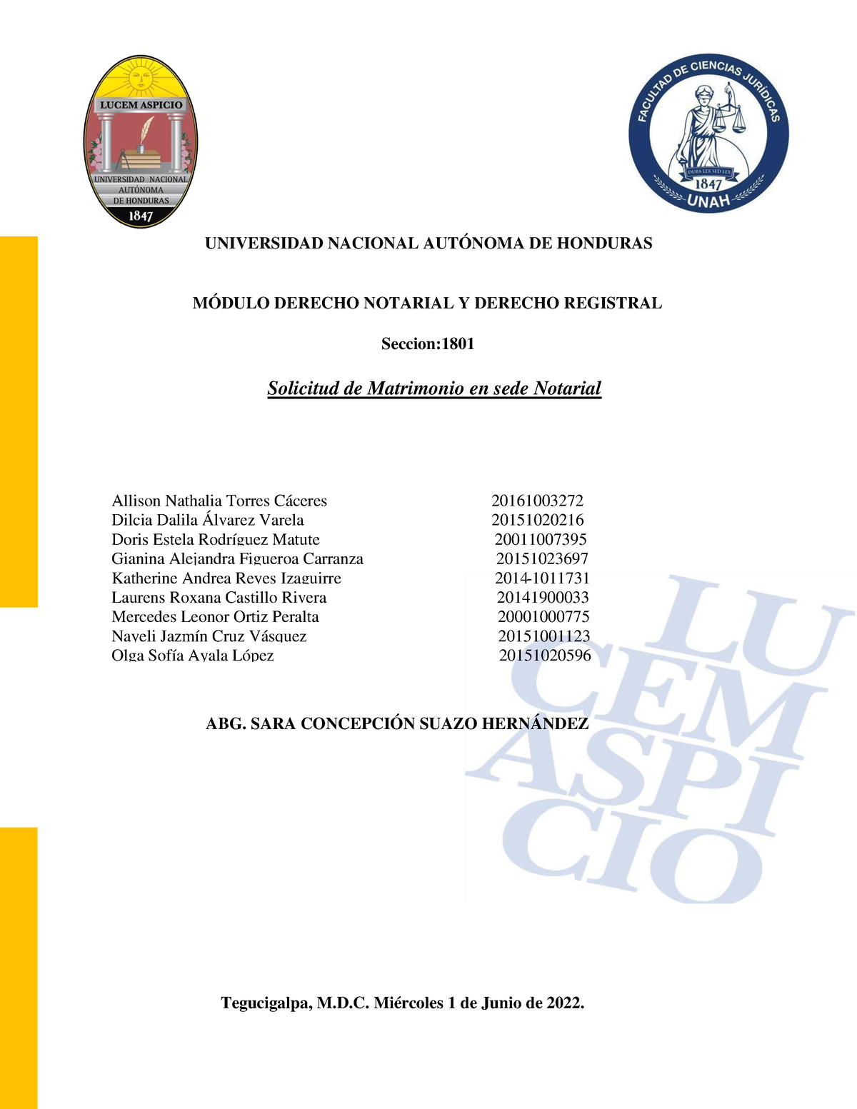 Solicitud DE Divorcio DE Mutuo Consentimiento UNIVERSIDAD NACIONAL AUTÓNOMA DE HONDURAS MÓDULO