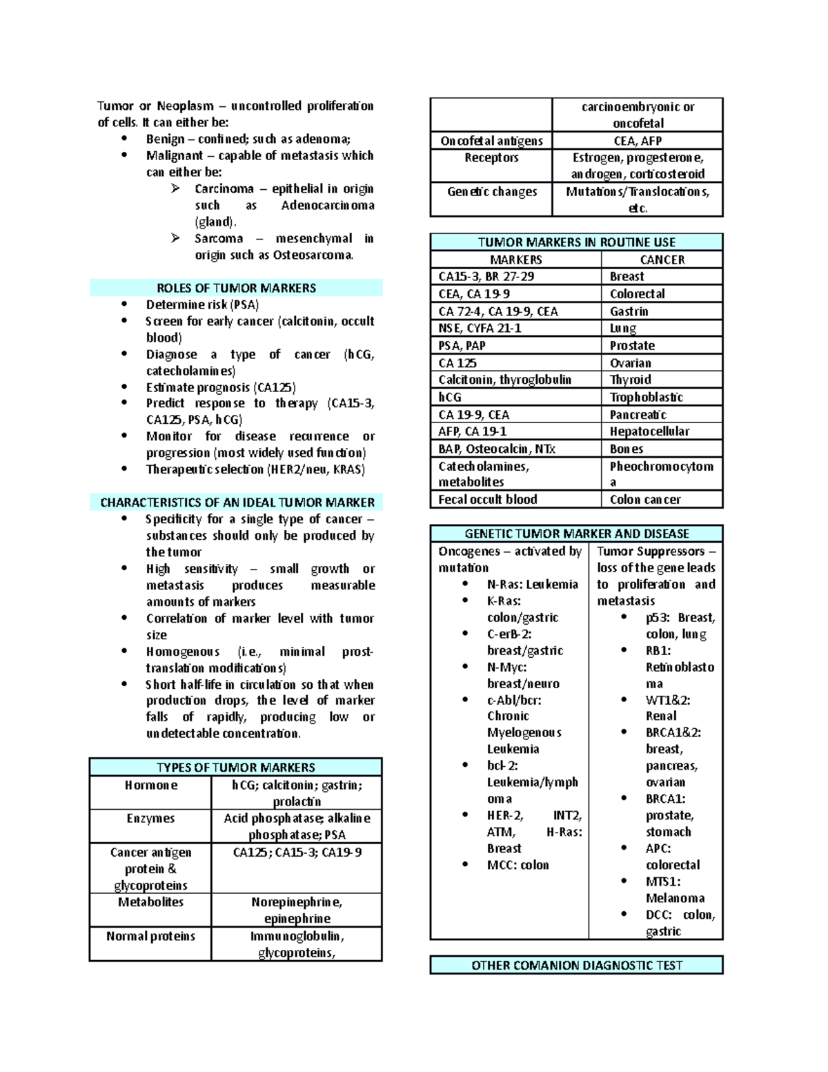 Tumor Markers - sdfsdf - Tumor or Neoplasm – uncontrolled proliferation ...